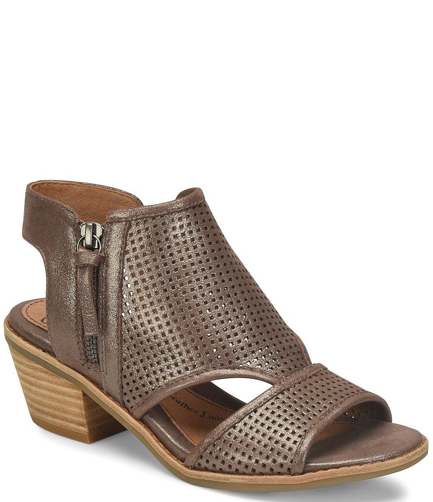 Sofft Sara Perforated Leather Stacked Heel Shooties