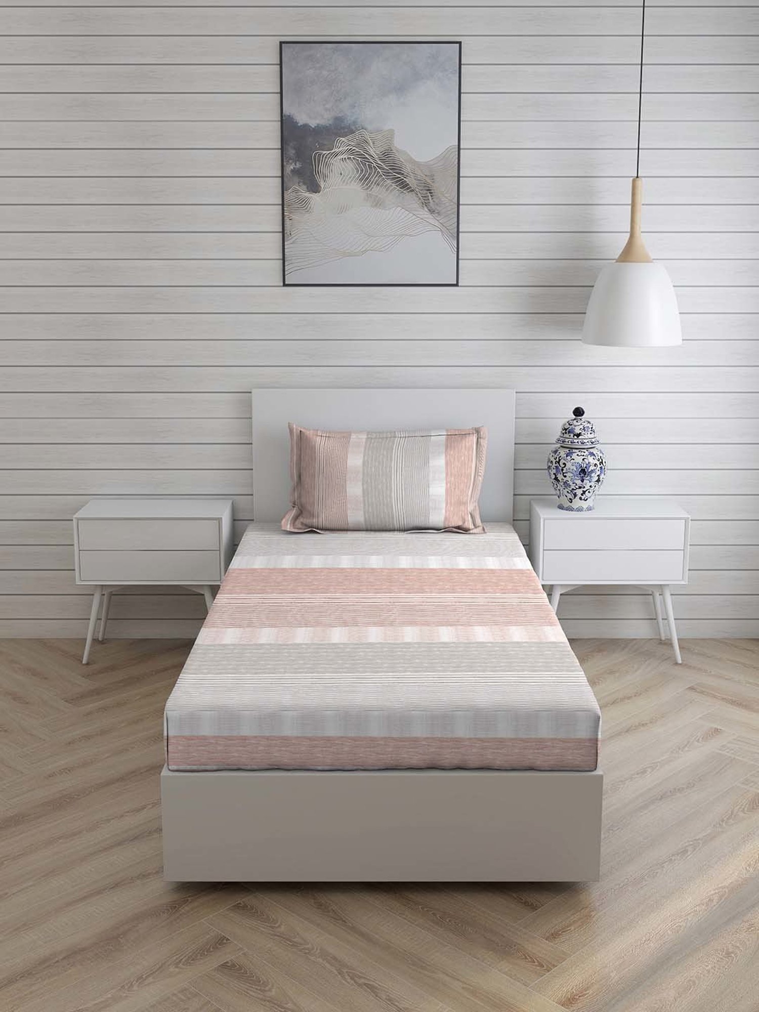 Boutique Living Cool Night Pink Cotton 225 TC Single Flat Bed Sheet With 1 Pillow Cover