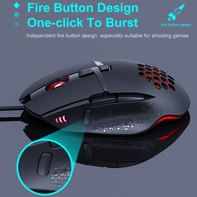 T90 8 Keys 4 Gears Adjustable DPI Hollow Backlight Wired Mouse PC Accessory