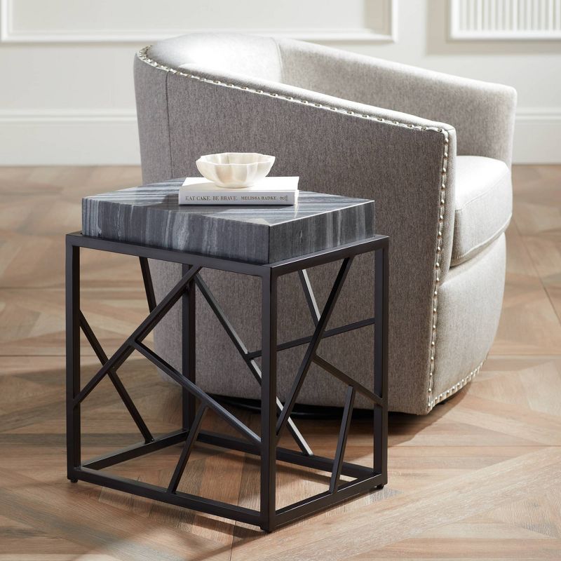 Coast to Coast Julia 38" Wide Black and Marble Accent Table