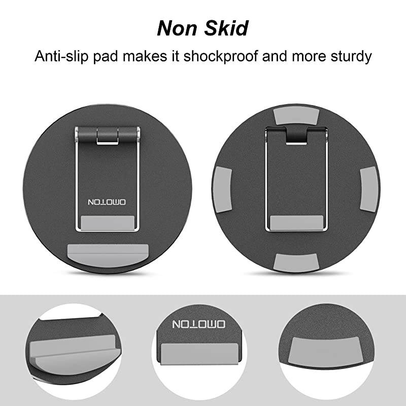 Tablet Stand Adjustable Desktop Aluminum iPad Stand with AntiSlip Base Portable Holder Dock for iPad Tablet Samsung Tab EReader and Cellphones Black