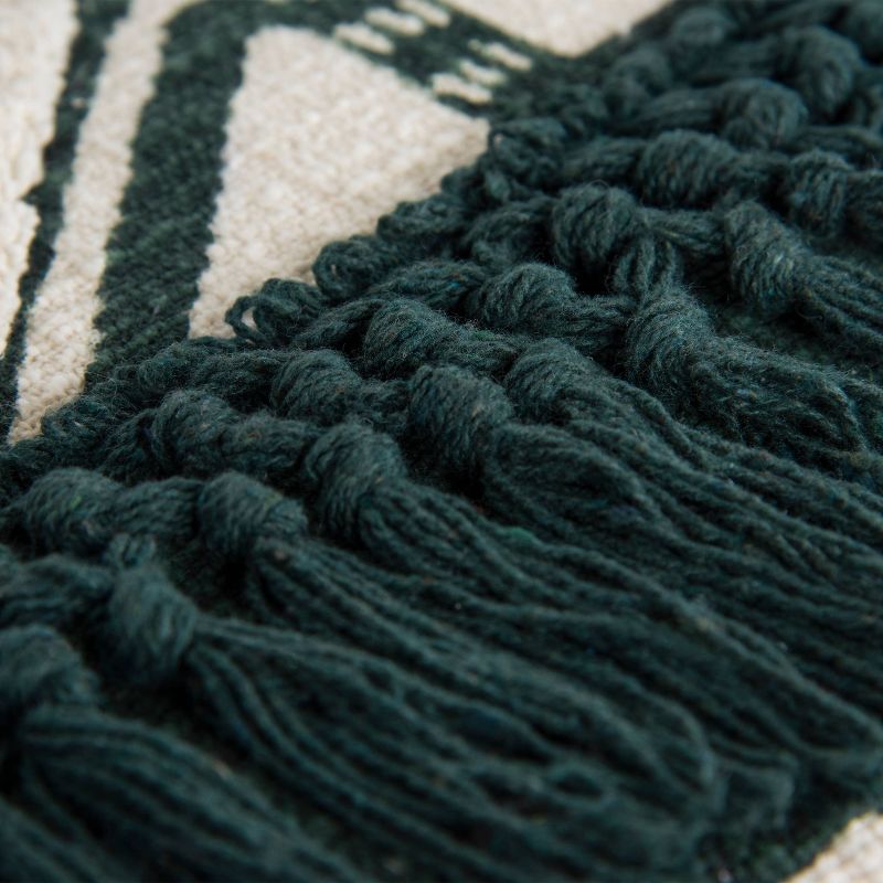 14"x26" Oversized Polyester Filled Geometric Lumbar Throw Pillow Green - Rizzy Home