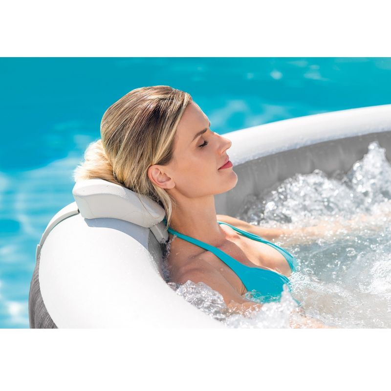 Intex 28439E Greywood Deluxe 4 Person Inflatable Hot Tub w/ LED Light Bundled w/ Type S1 Pool Filters, Attachable Cup Holder, & Inflatable Headrest