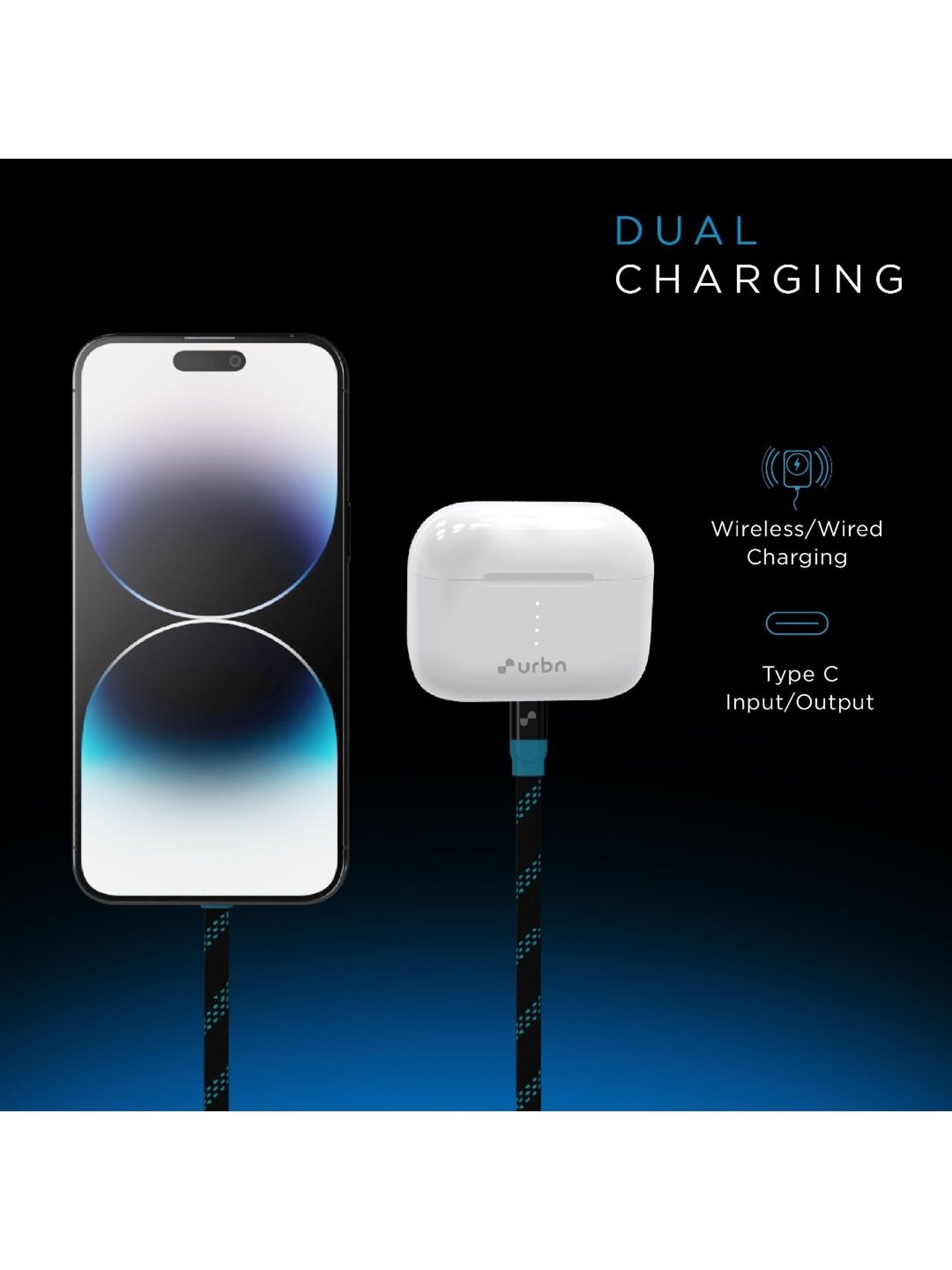 URBN 5000 mAh 15W Compact Magsafe Power Bank w MagTag Ring (Light Blue)