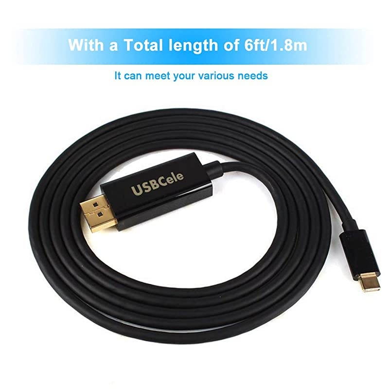 USB-C to DisplayPort Cable 4K@60Hz,  USB Type C (Thunderbolt 3) to DisplayPort Cable Adapter for MacBook Pro, iMac, XPS Laptop, Galaxy S8/S9/S10 to Monitor, Projector, 6FT [Advanced Chip]