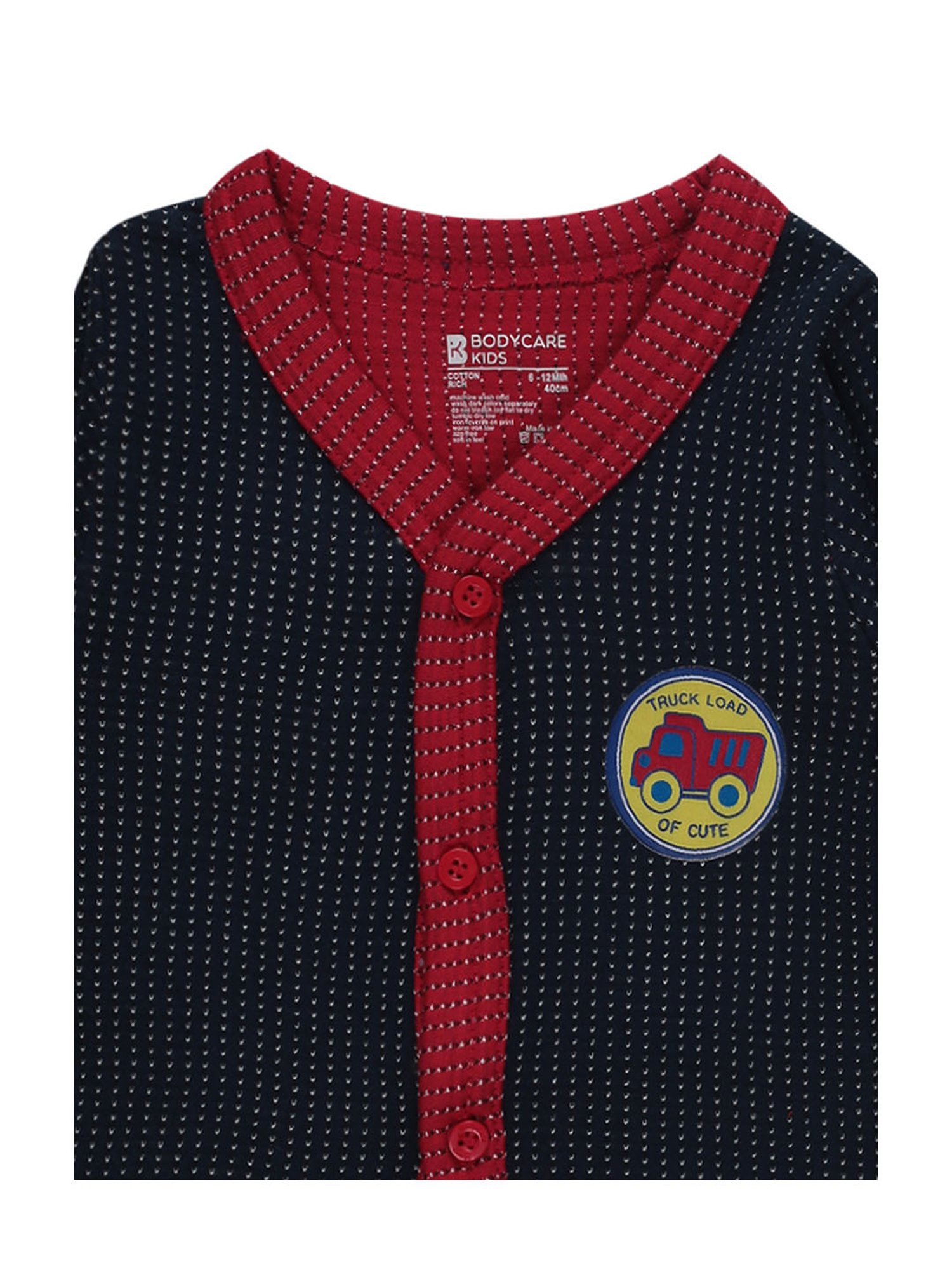 Bodycare Kids Navy Printed Full Sleeves Thermal Top Set