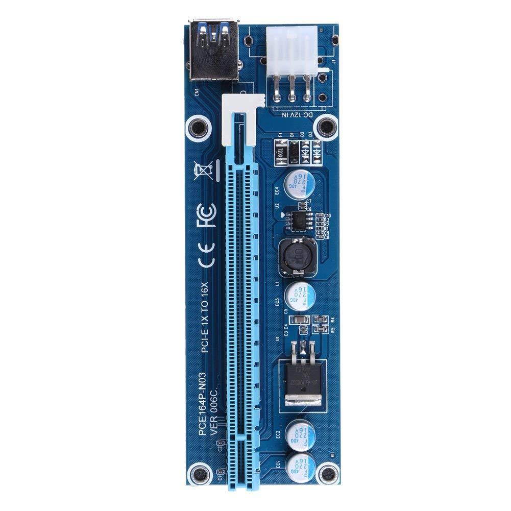 PCI-E Express 1x to16x Extender Riser Card Adapter SATA 6Pin USB 3.0 Power Cable