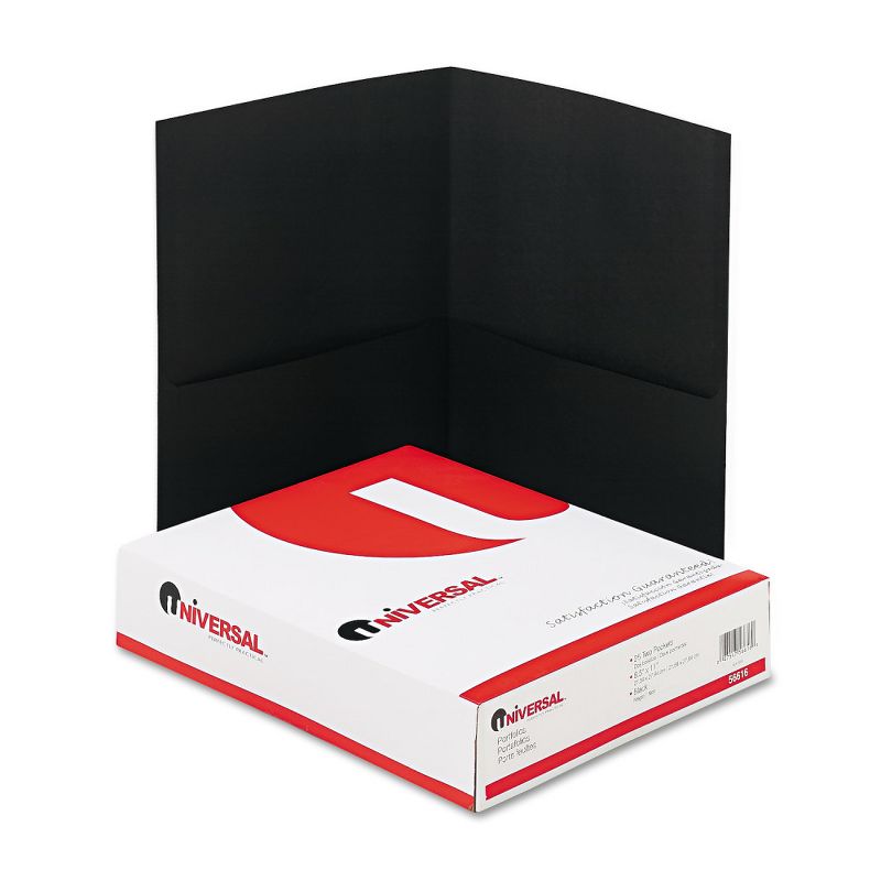 Universal 25pk 2 Pocket Paper Folders Solid Black