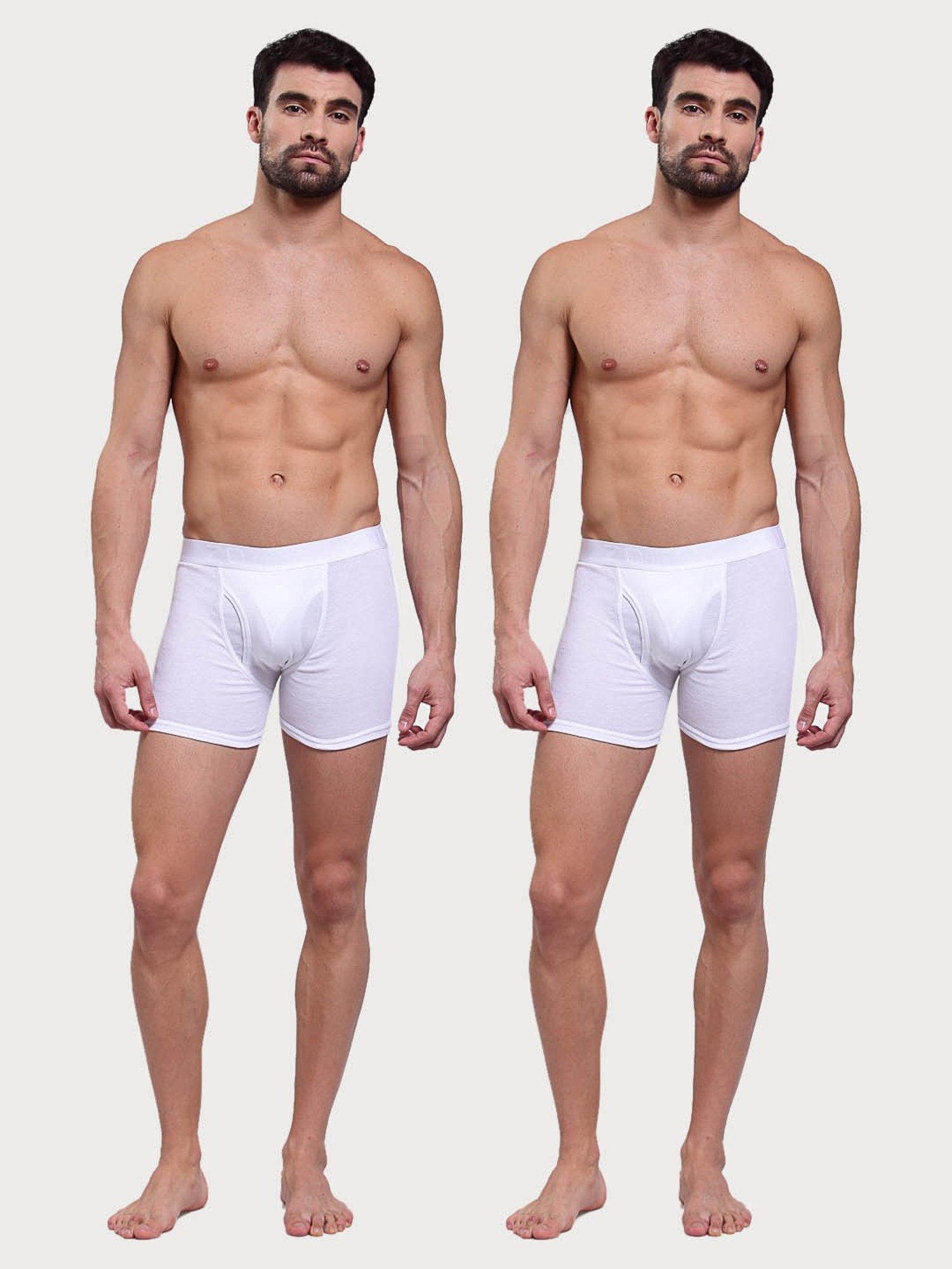 Zoiro White Cotton Regular Fit Trunks - Pack Of 2