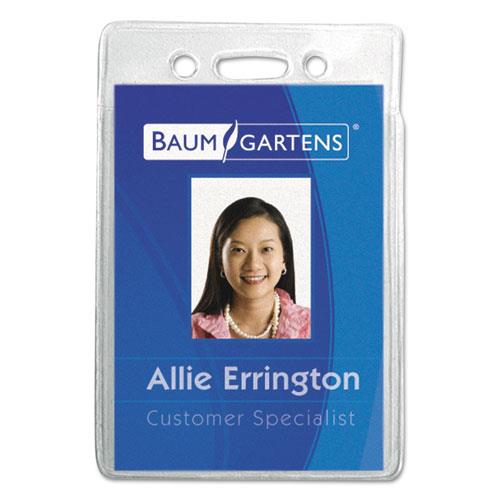 Baumgartens Vinyl Badge Holder Punched Vert 2-3/8"x3-3/8" 12/PK CL 67820