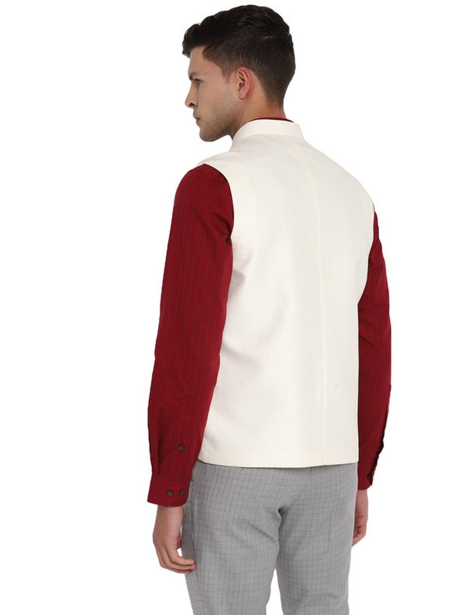 Turtle White Slim Fit Nehru Jacket