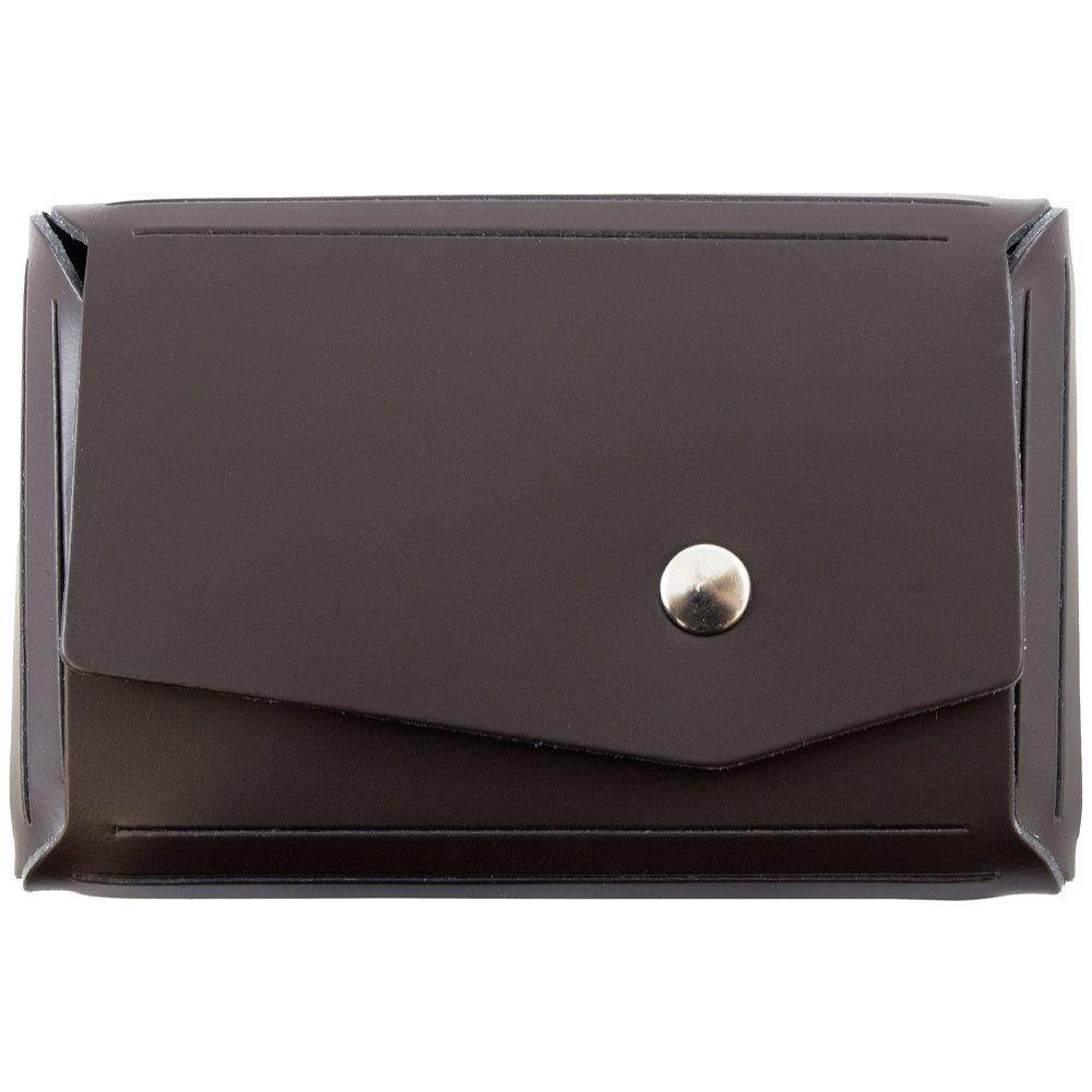 JAM PAPER Italian Leather Business Card Holder Case with Angular Flap - Dark Brown - Sold Individually