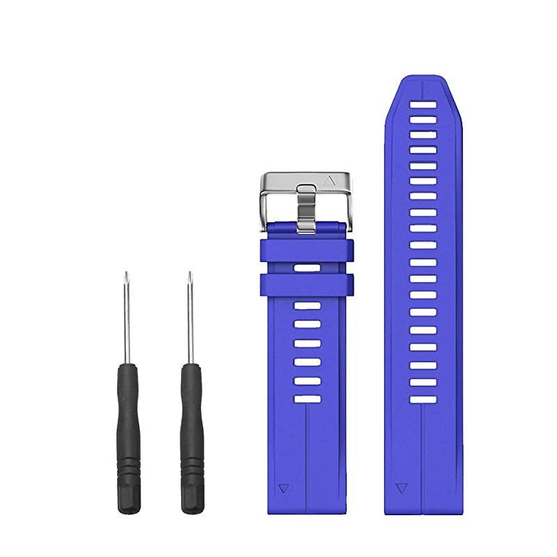 Compatible with Fenix 5S Plus Band Silicone Sport Watch Bands for Fenix 5SFenix 5S PlusFenix 6SFenix 6S ProD2 Delta S SmartwatchSilver BuckleRoyal Blue