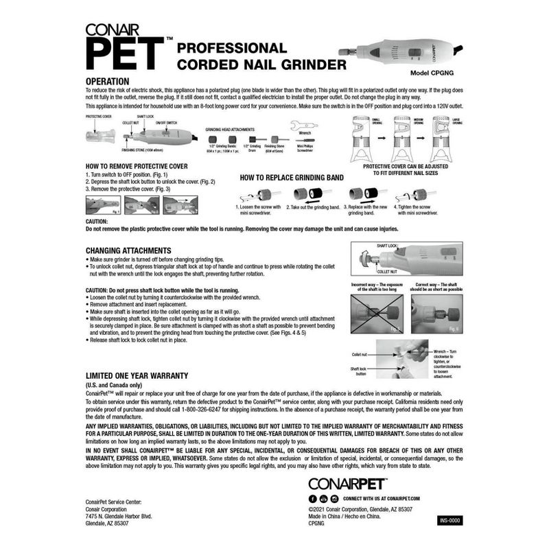 ConairPET Dog Nail Grinder Grooming Tool