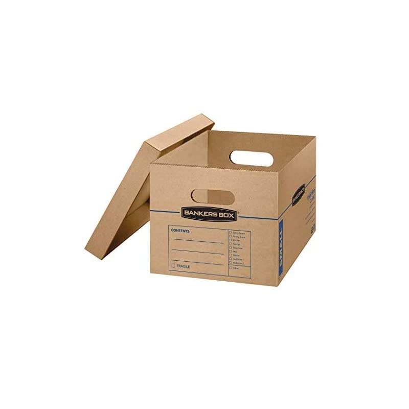 SmoothMove Classic Moving Boxes, Tape-Free Assembly, Easy Carry Handles, Small, 15 x 12 x 10 Inches, 15 Pack (7714209),Brown