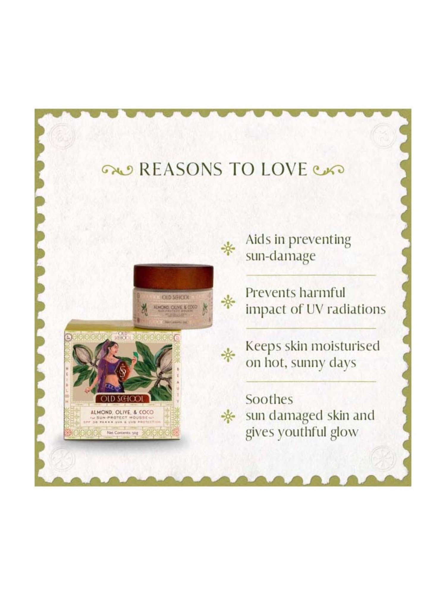 Old School Rituals Almond, Olive, & Coco Sun-Protect Mousse - 50 gm