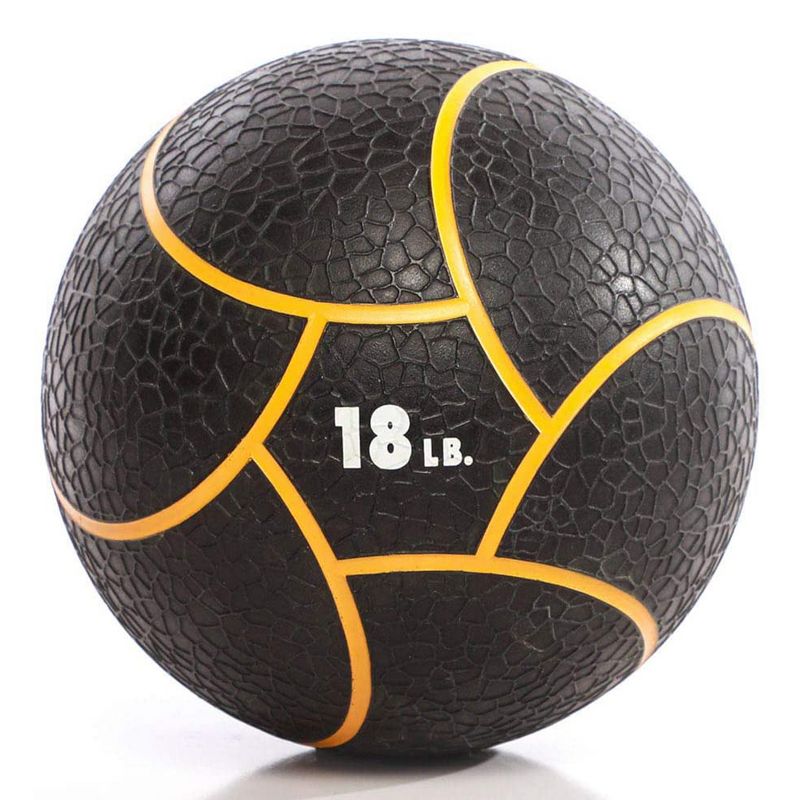 Power Systems Elite Power Textured Rubber 11 Inch Round Exercise Medicine Ball Prime Fitness Training Weight, 18 Pounds, Black/Orange