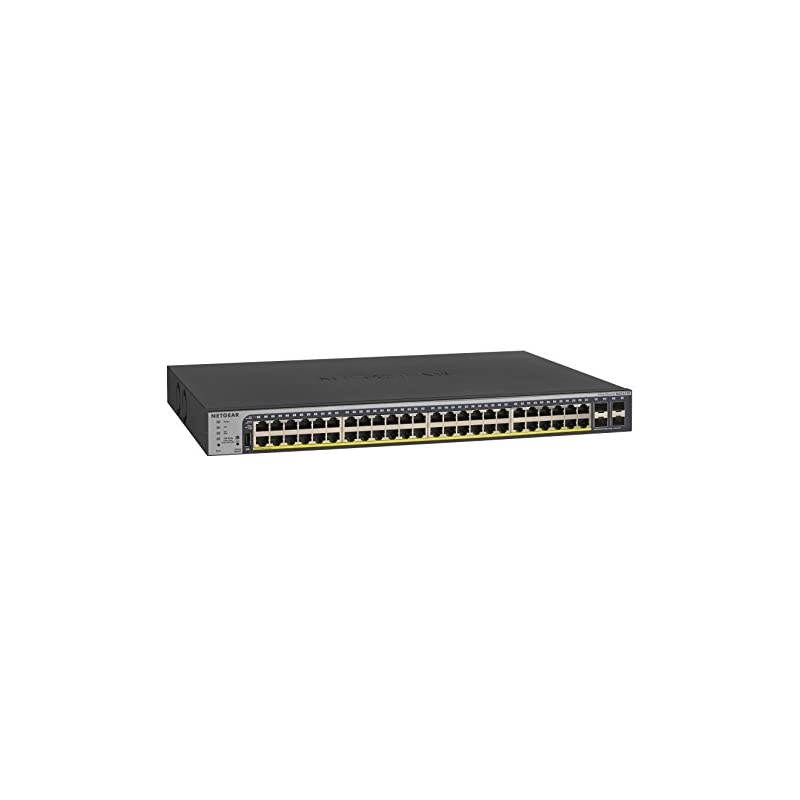 52-Port PoE Gigabit Ethernet Smart Switch (GS752TP) - Managed, Optional Insight Cloud Management, 48 x PoE+ @ 380W, 4 x 1G SFP, Desktop or Rackmount, and Limited Lifetime Protection