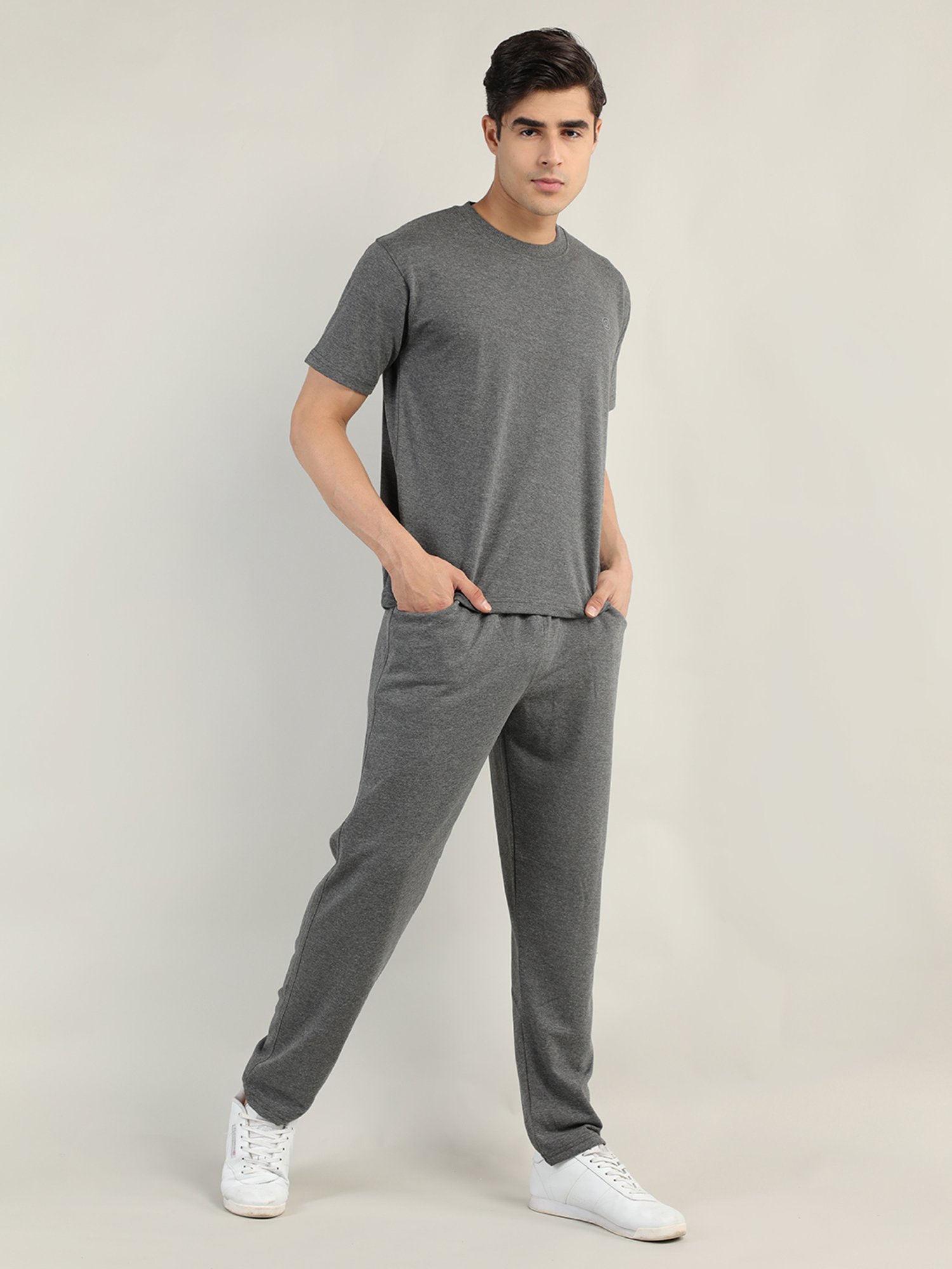 Chkokko Dark Grey Melange Regular Fit Trackpants