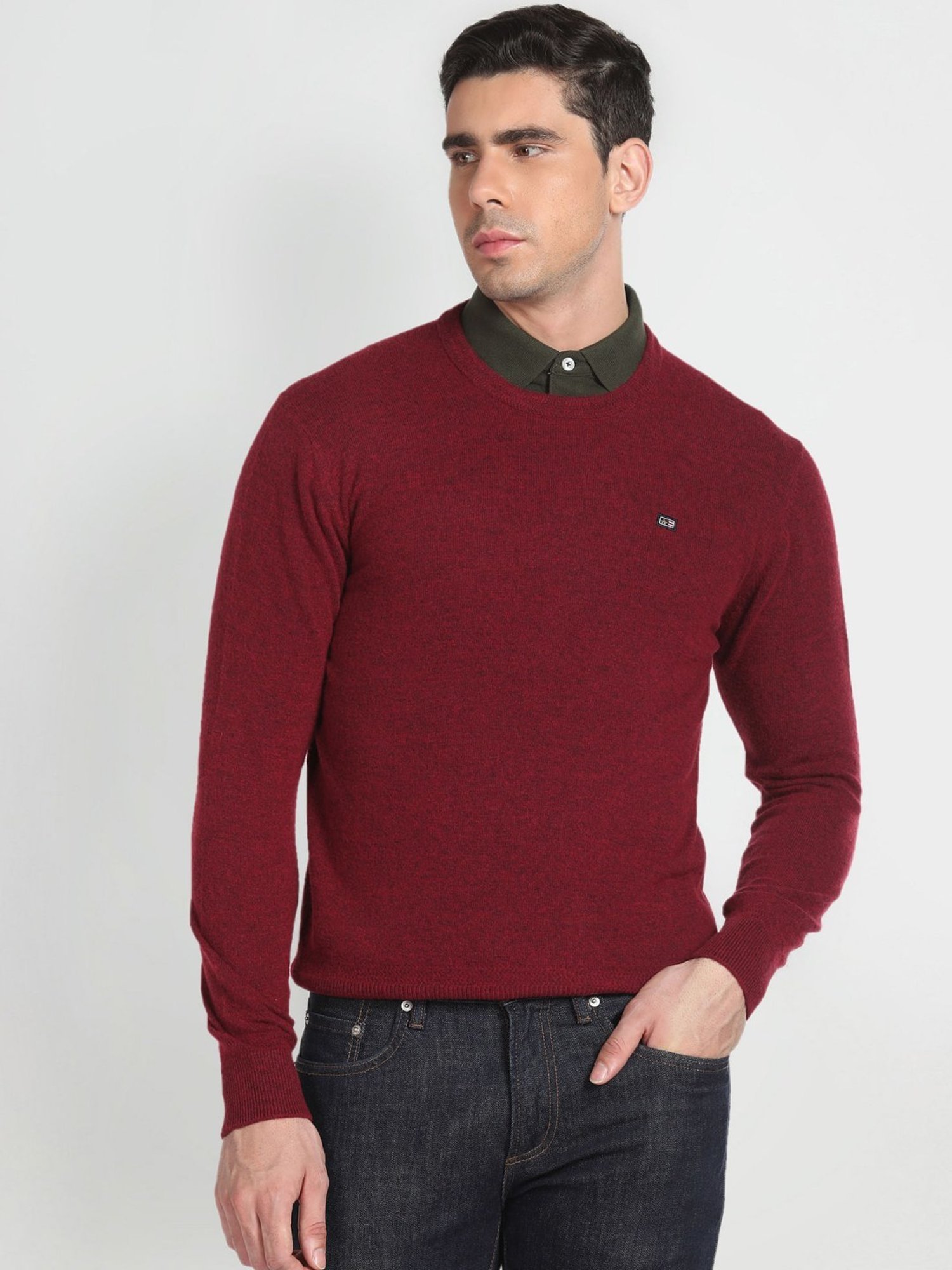 Arrow Sport Red Regular Fit Sweater