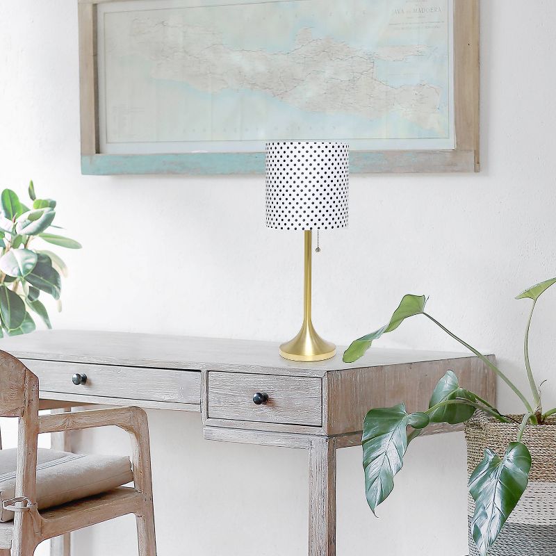 Tapered Desk Lamp with Polka Dot Fabric Drum Shade Gold - Simple Designs