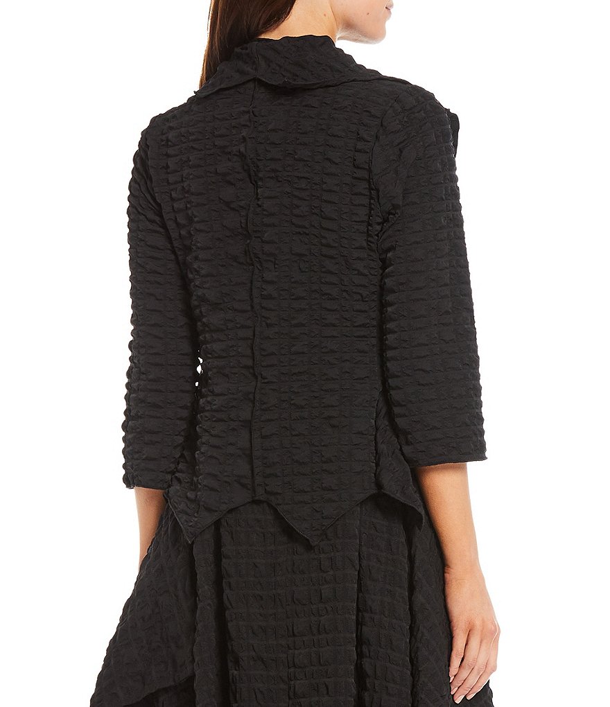 IC Collection Shawl Collar Open Front Asymmetric Hem 3/4 Sleeve Jacket