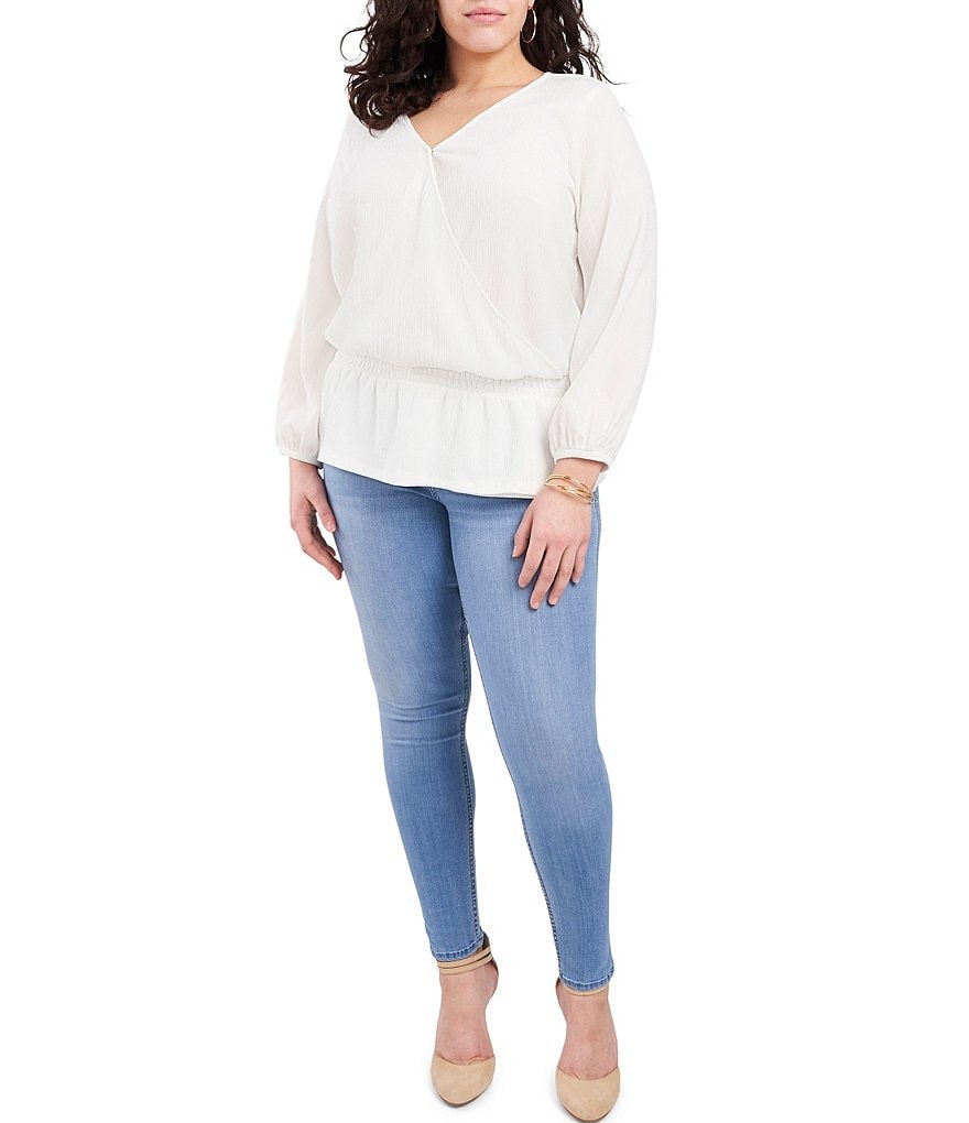 Vince Camuto Plus Size V-Neck Long Sleeve Cross Front Knit Top