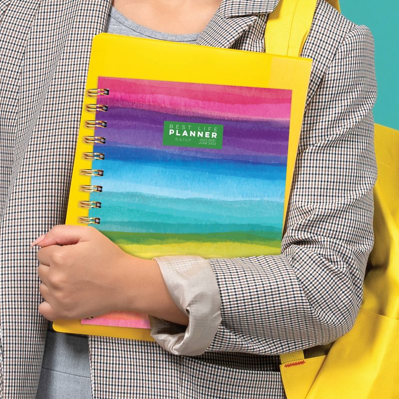 2021-22 Academic Planner 9" x 7" Painted Rainbow Best Life Daily/Weekly/Monthly Luxe - The Time Factory