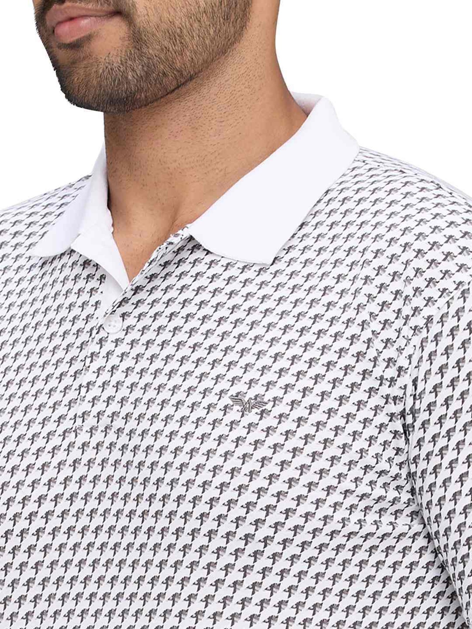 Park Avenue White Slim Fit Printed Polo T-Shirt