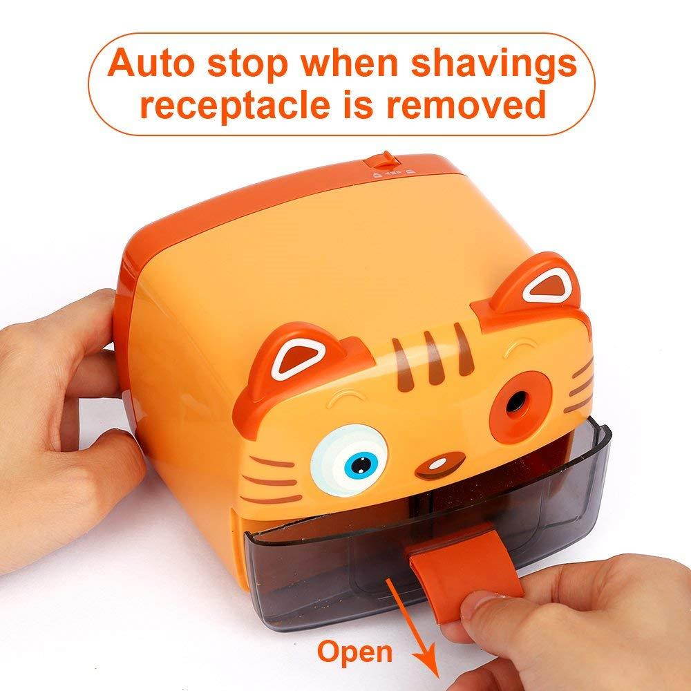 Zmol Electric Pencil Sharpener-Heavy Duty Helical Blade-Auto Stop Features For Kids, Students and Artists, Ideal for Home, School and Ofiice use, Cute, Yellow (Yellow)