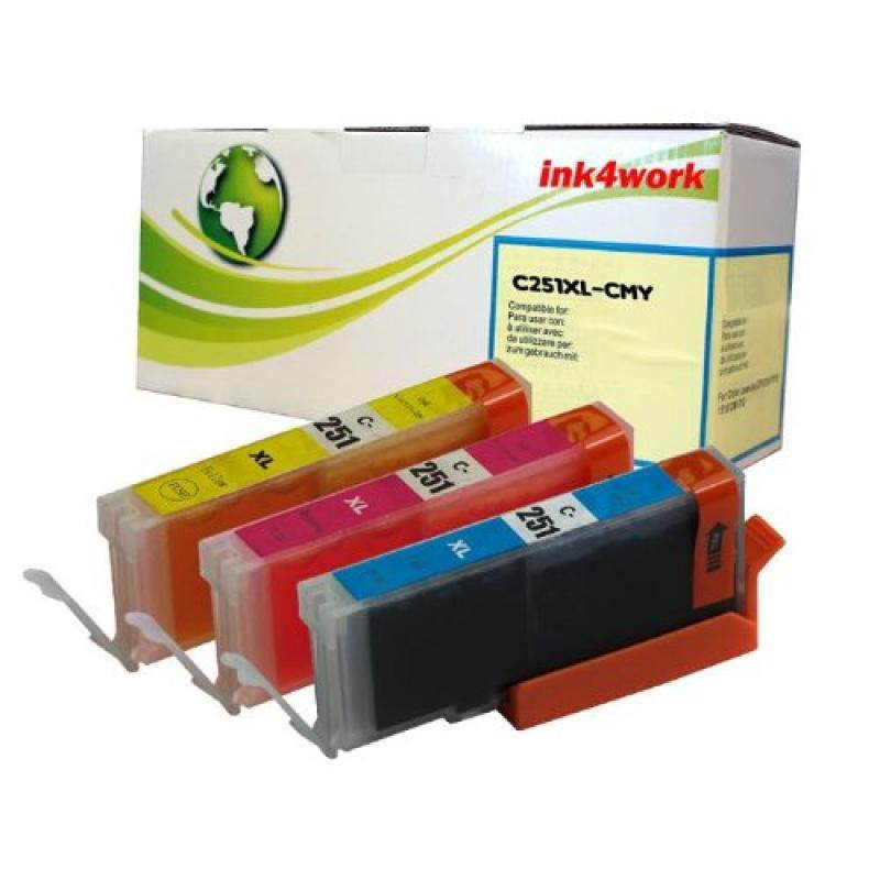 ink4workA&copy; Set of 3 Pack CLI-251XL C/M/Y Compatible Ink Cartridge Set for Pixma IP7220, MG5420, MG6320, MX722, MX922