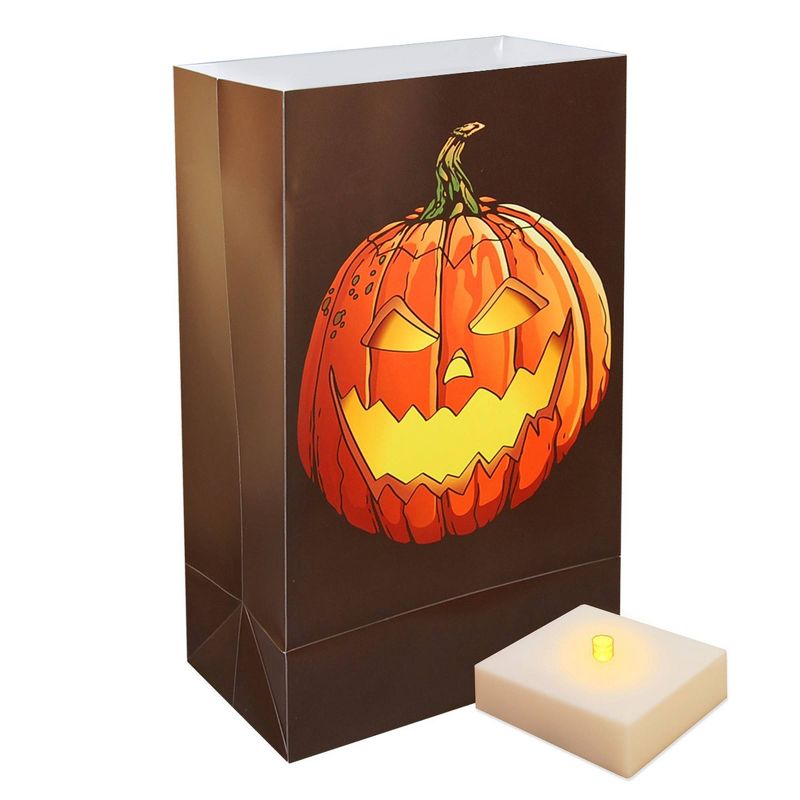 6ct Battery Operated Luminaria Kit- with Timer - Jack O' LED Lantern