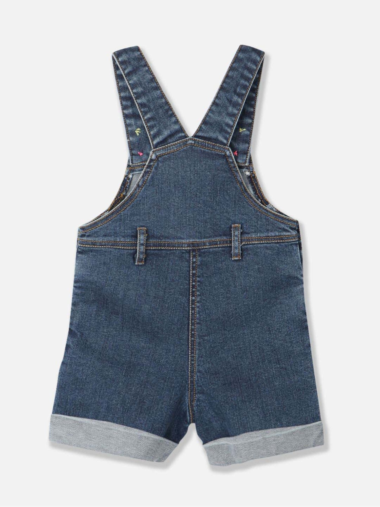 Nauti Nati Kids Blue Cotton Applique Dungaree