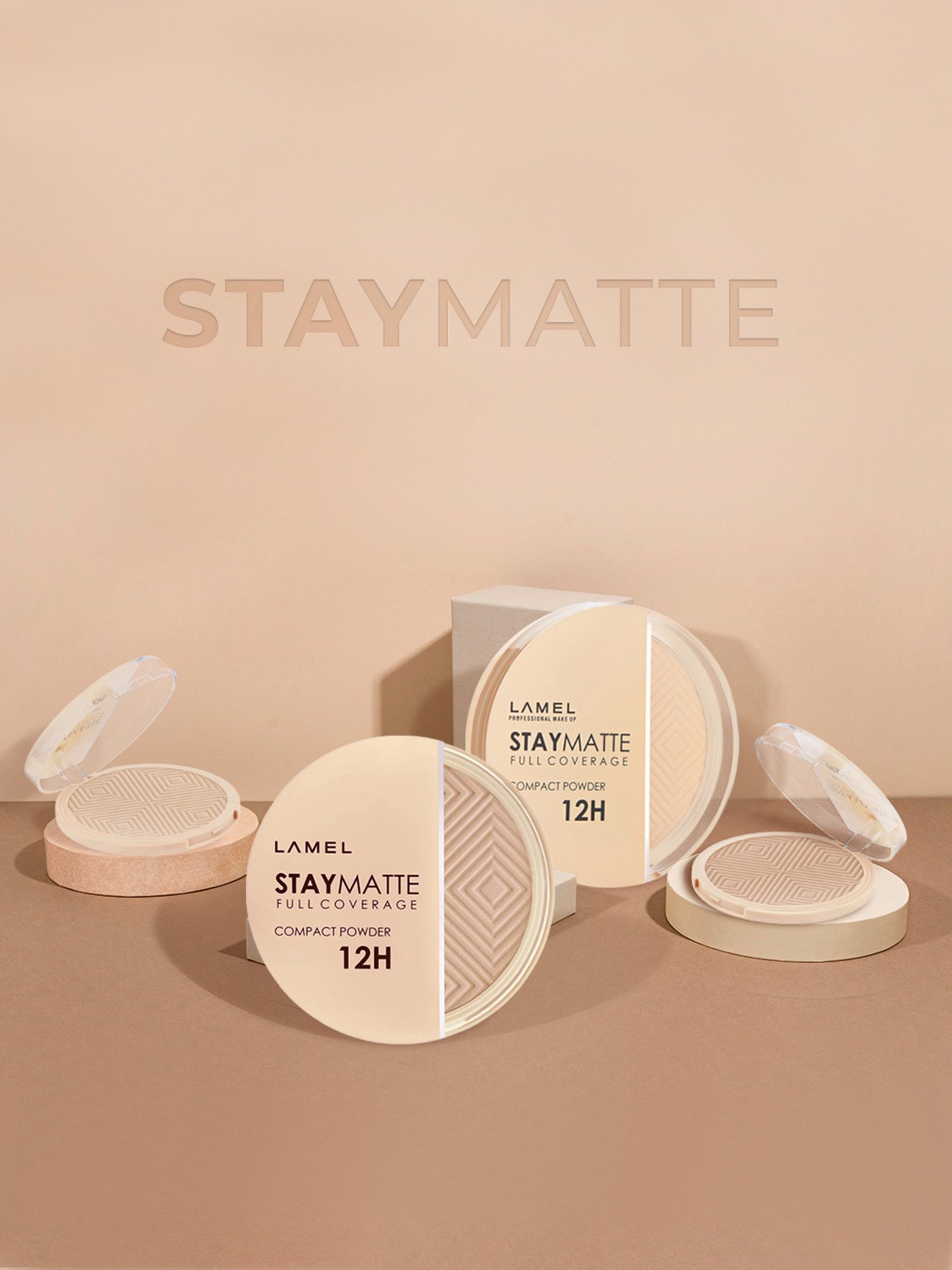 Lamel Stay Matte Compact Powder 401 Porcelain - 12 gm