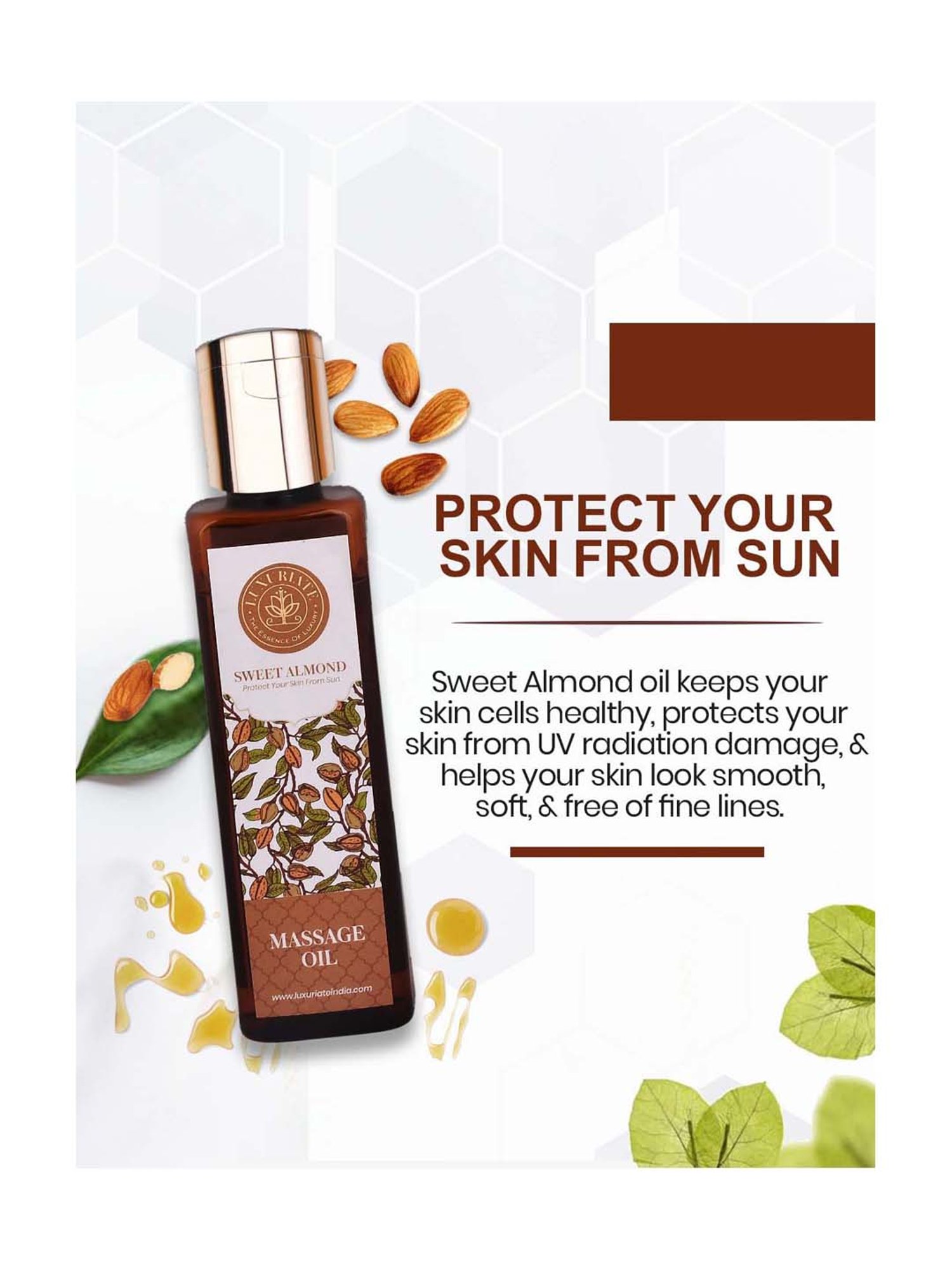 Luxuriate Sweet Almond Natural and Herbal Massage Oil - 100 ml