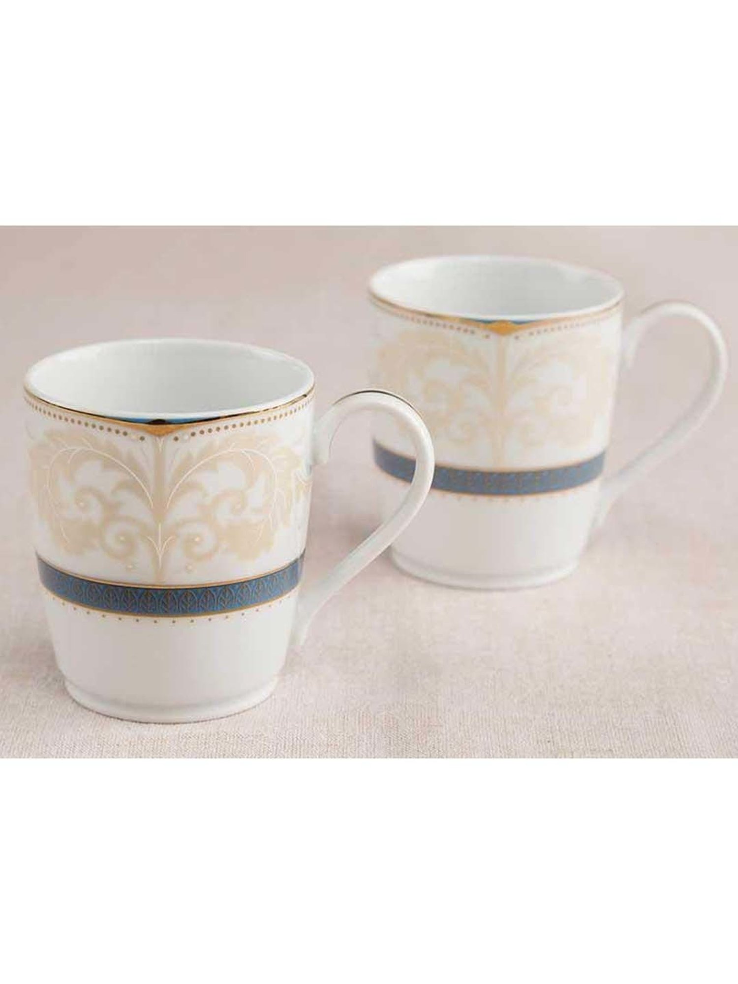 Noritake Royal Fountain White & Green Poreclain Coffee Mug (0.295 L) - Set of 6