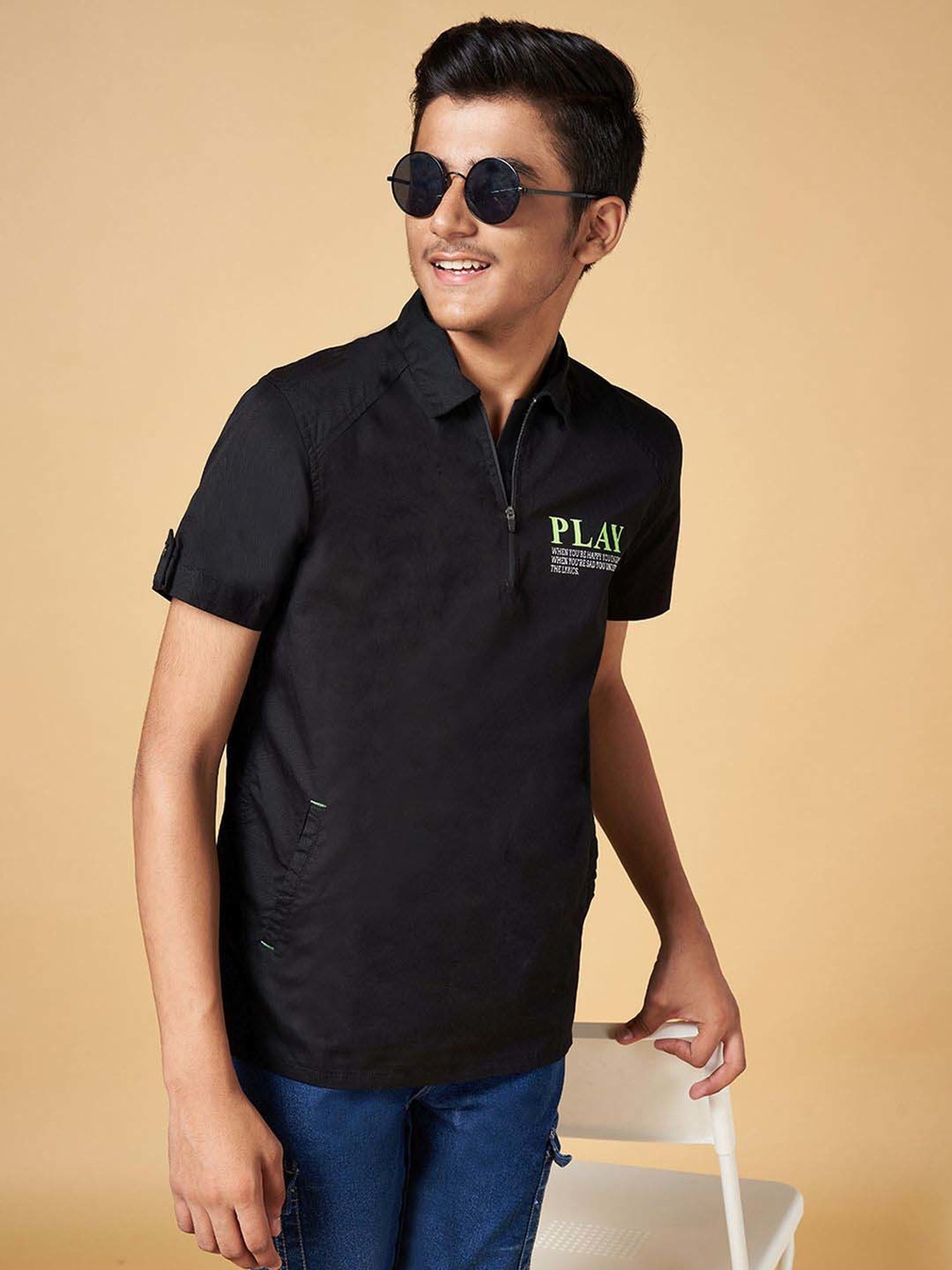 Coolsters by Pantaloons Kids Black Cotton Printed Shirt