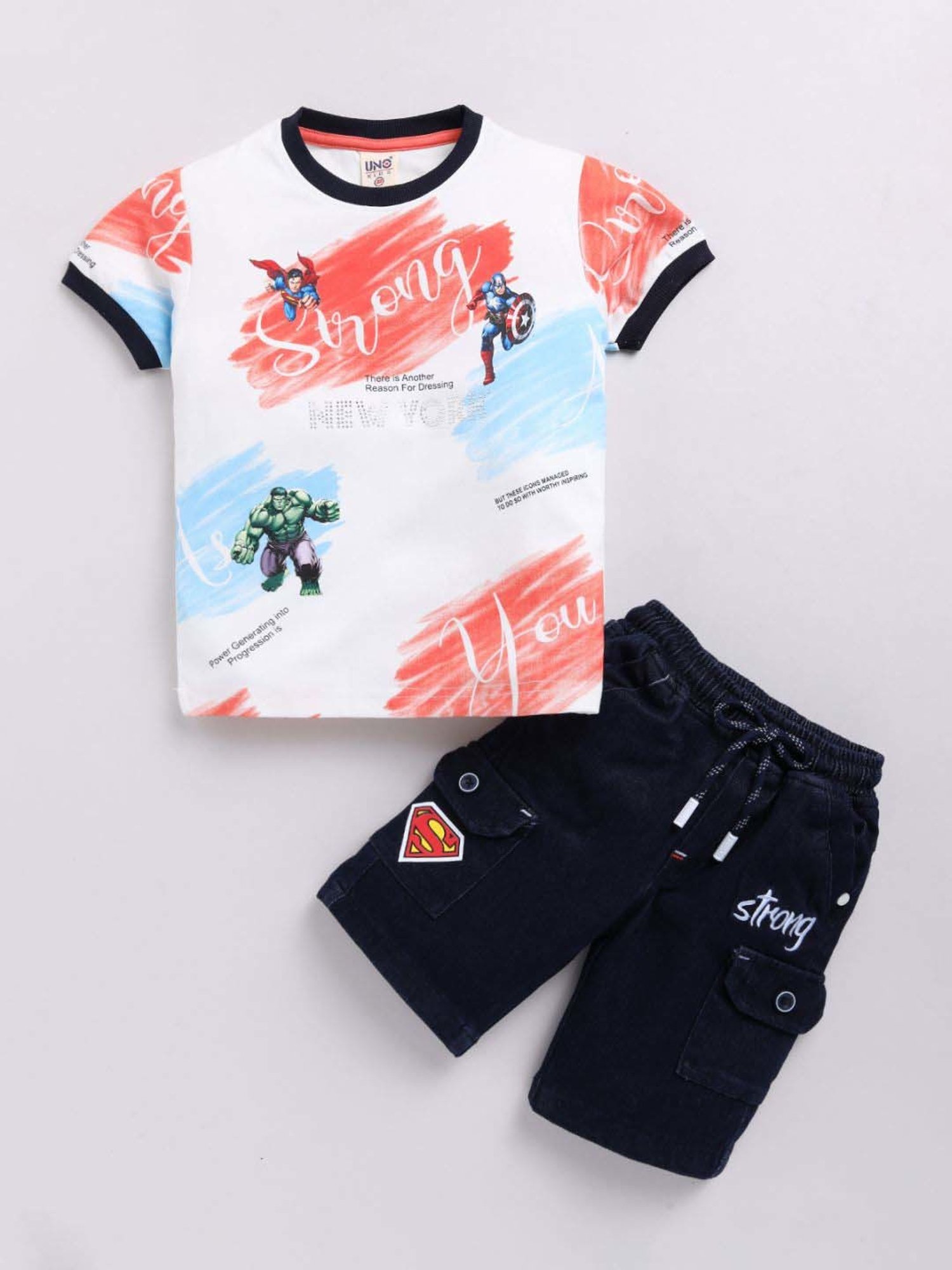 UNO KIDS Boys Multicolor Printed Top & Short sets