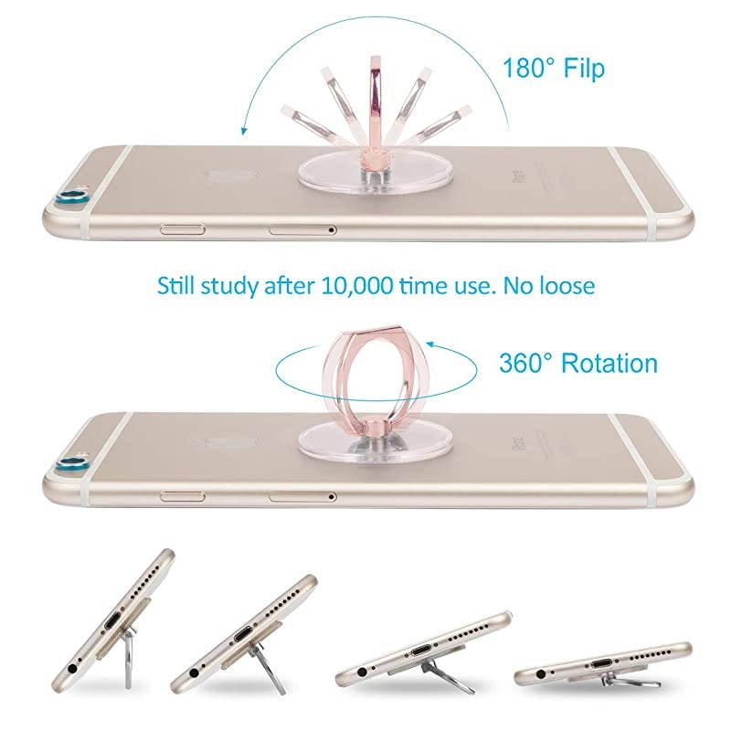 Phone Ring Cell Phone Ring Holder 360 Degree Rotation Round Finger Ring Stand Kickstand Compatible Most of Smartphones Set of 2 (Silver)