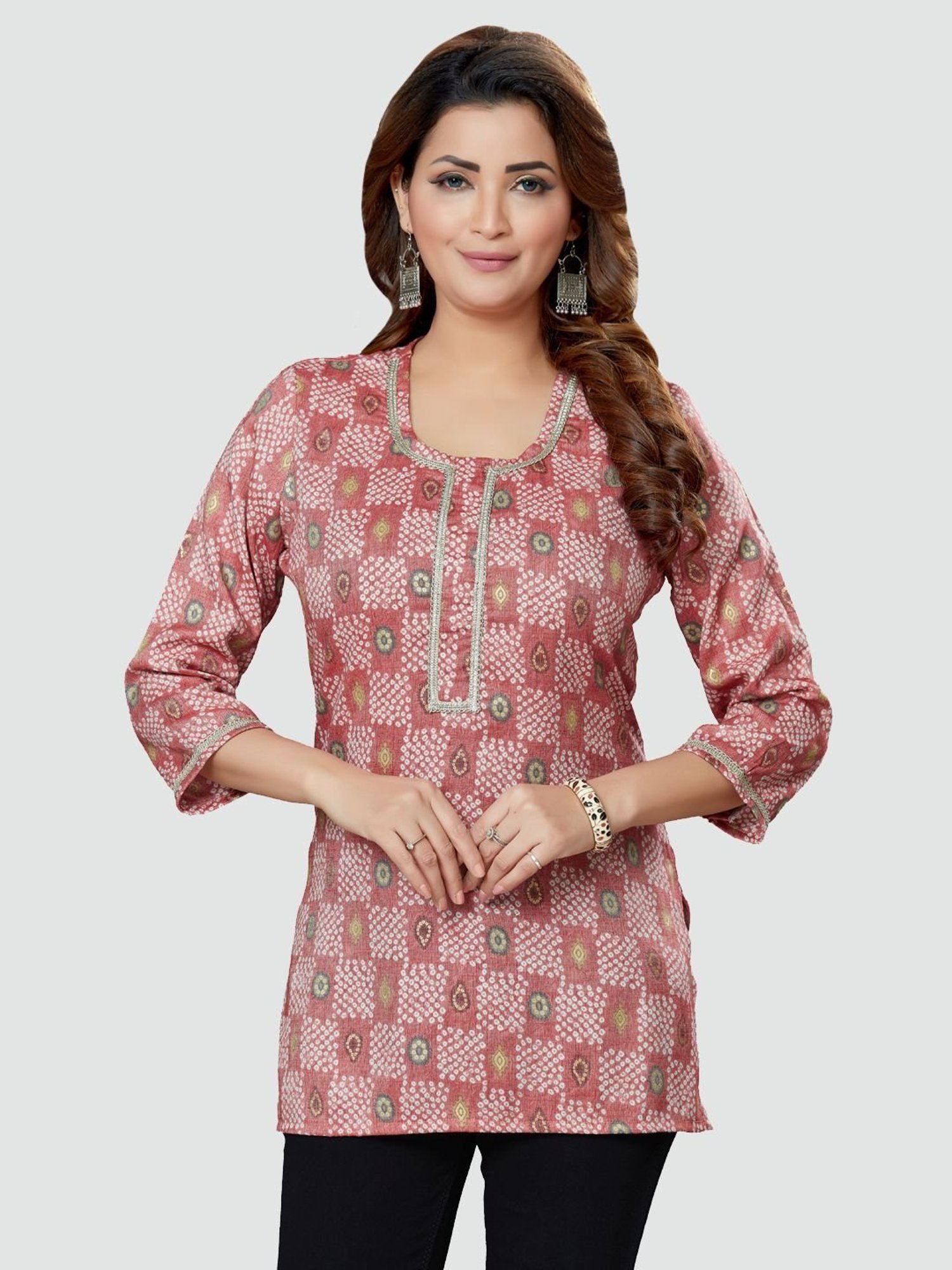 Saree Swarg Pink Printed Tunic