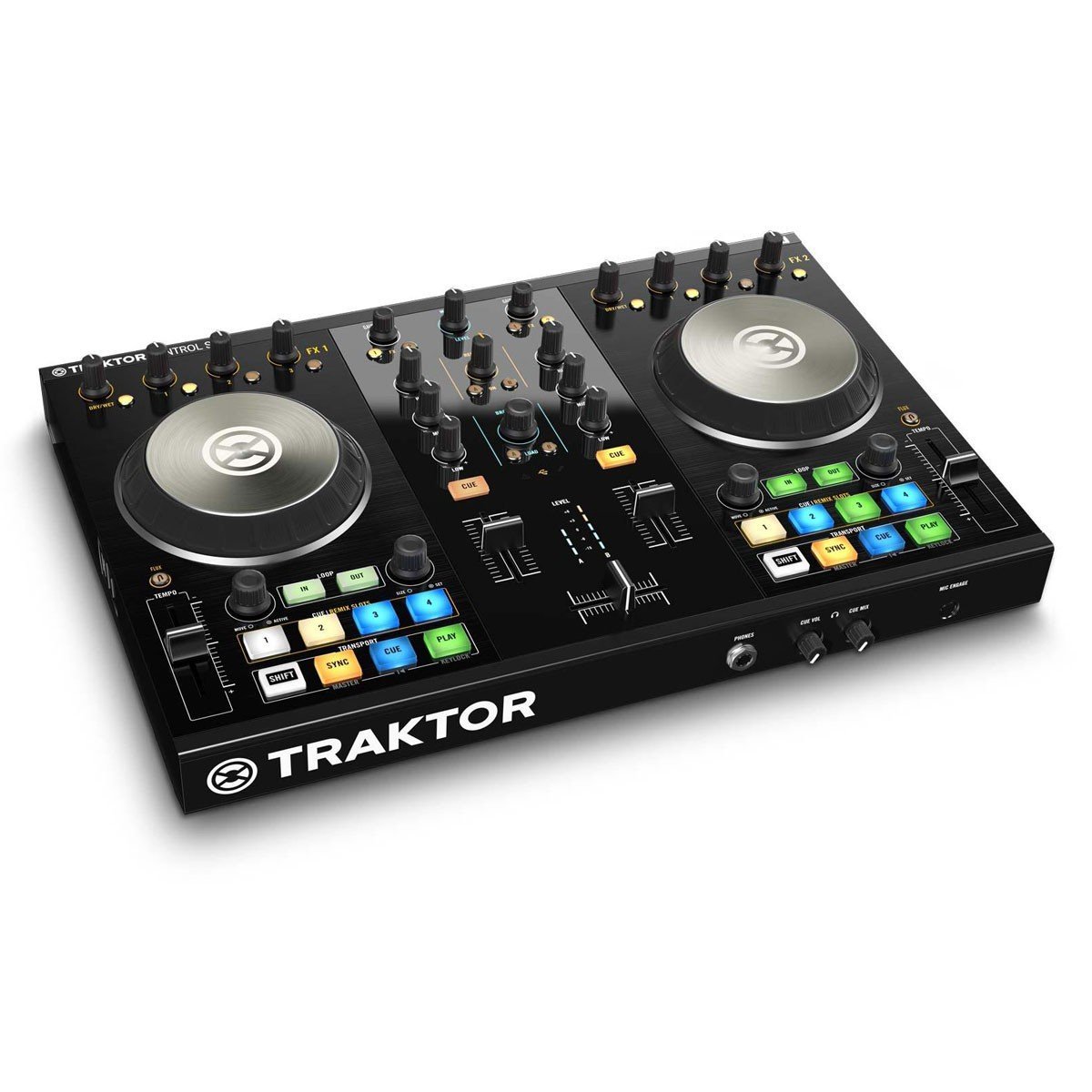 Native Instruments Traktor Kontrol S2 MK2 DJ Controller + Tascam DJ Headphone TH02 + (2) 1/4 cables 18ft ea