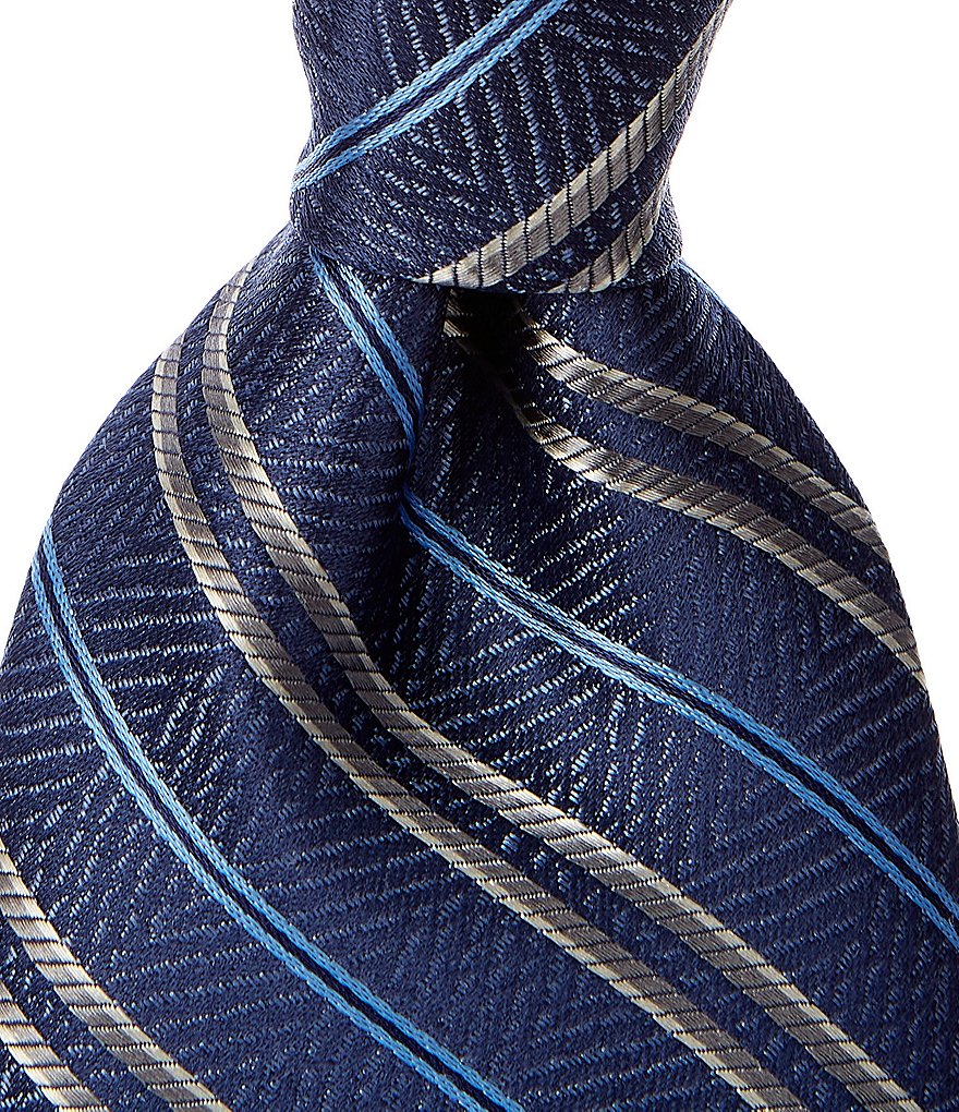 Hart Schaffner Marx Smith Stripe Traditional 3 1/4#double; Silk Tie