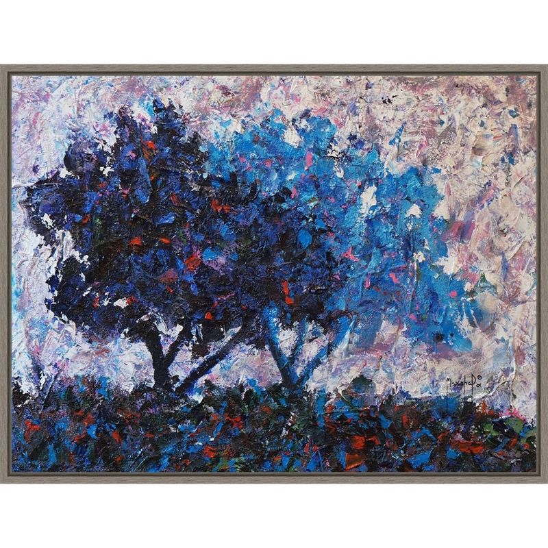 24" x 18" Trees by Joseph Marshal Foster Framed Canvas Wall Art Blue - Amanti Art