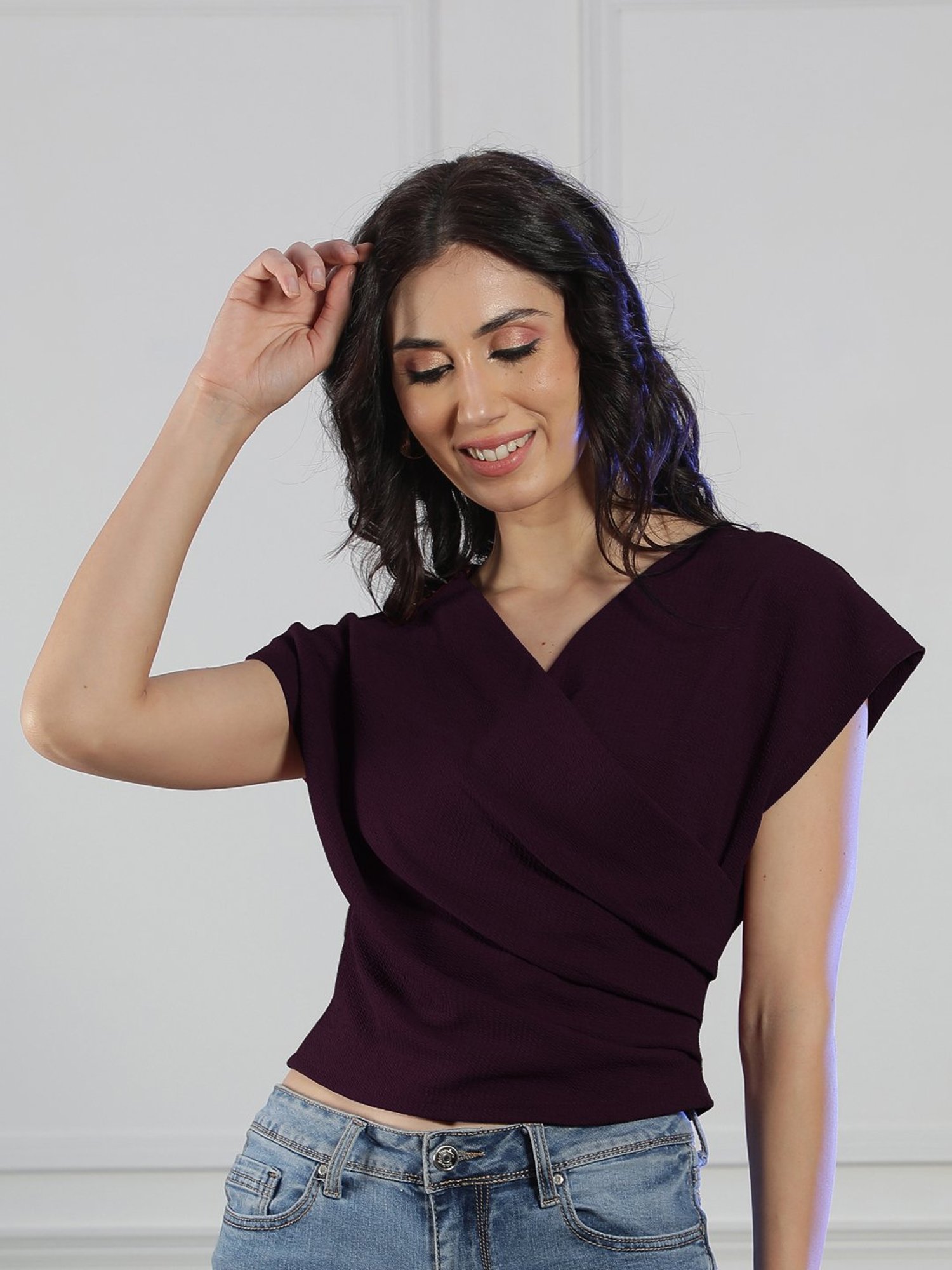 NEUDIS Purple Polyester Crop Top