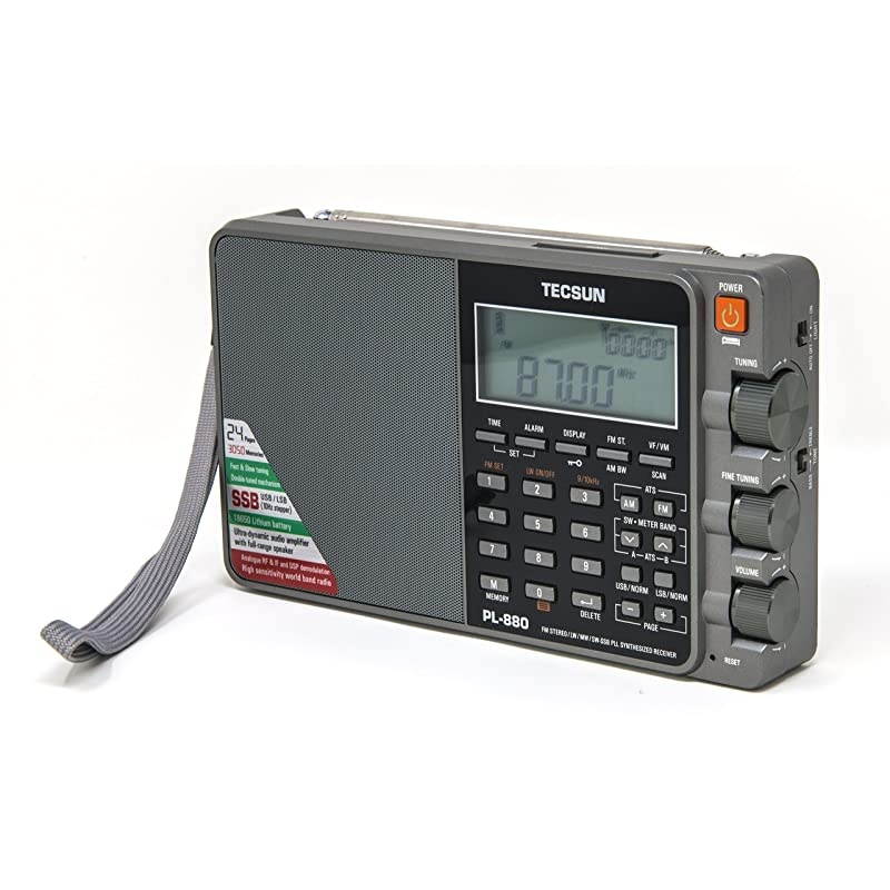 PL880 Portable Digital PLL Dual Conversion AMFM Longwave amp Shortwave Radio with SSB Single Side Band Reception Color Silver