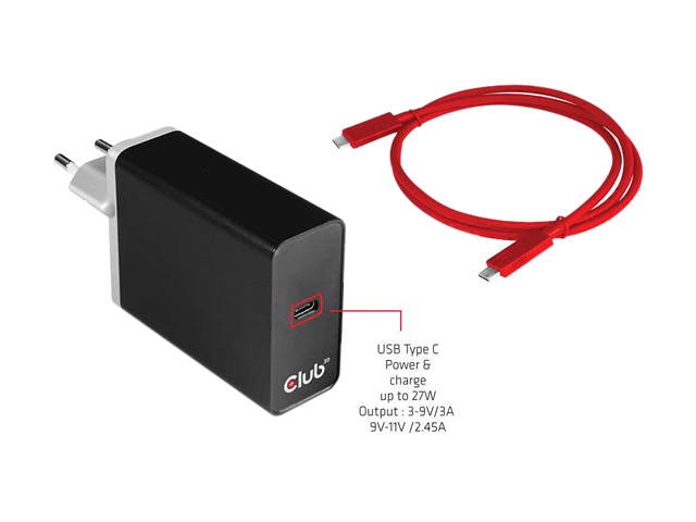 Club3D CAC-1901 USB Type-C Wall Power Charger up to 27W