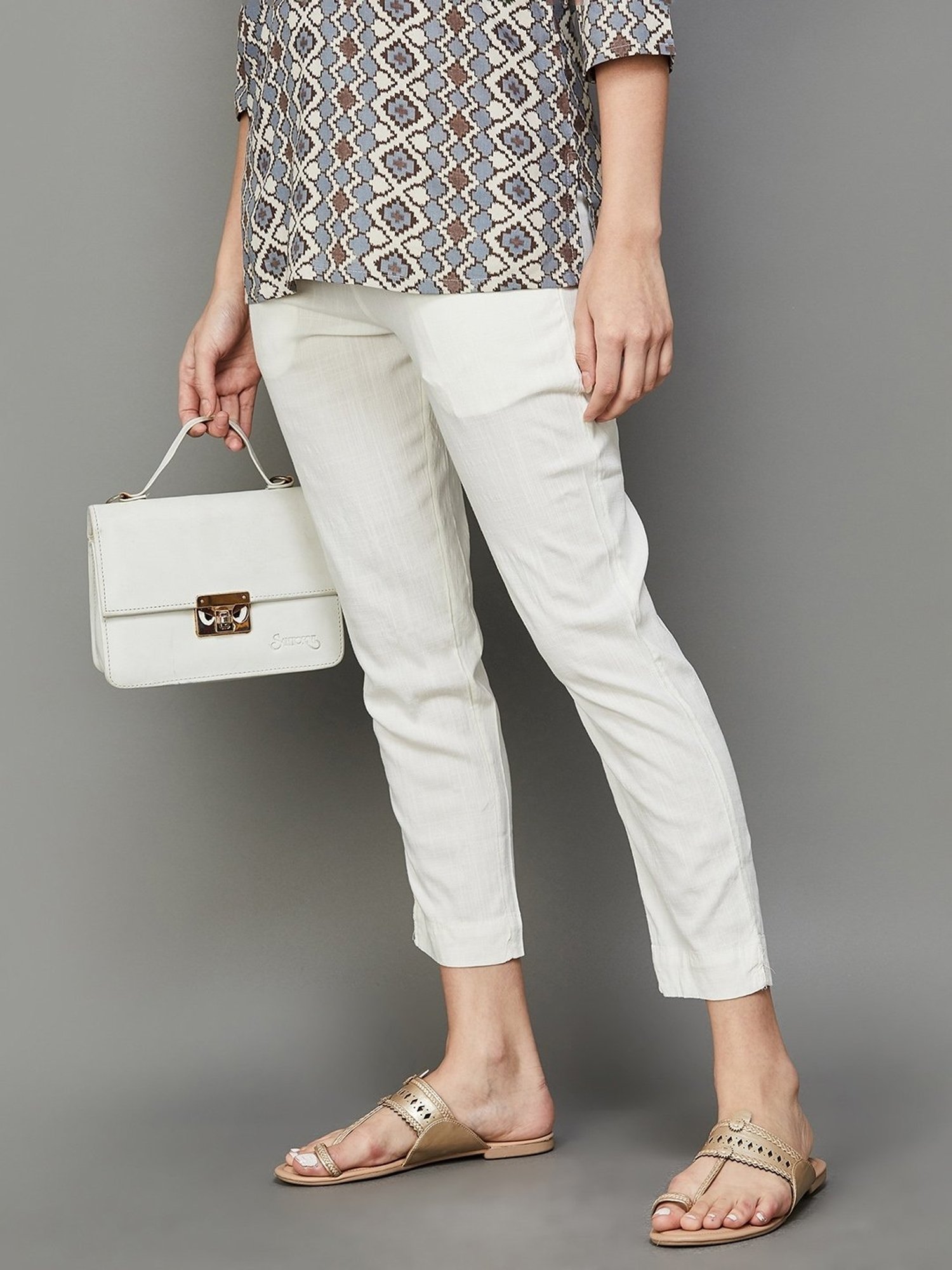 Melange by Lifestyle Off-White Cotton Pants