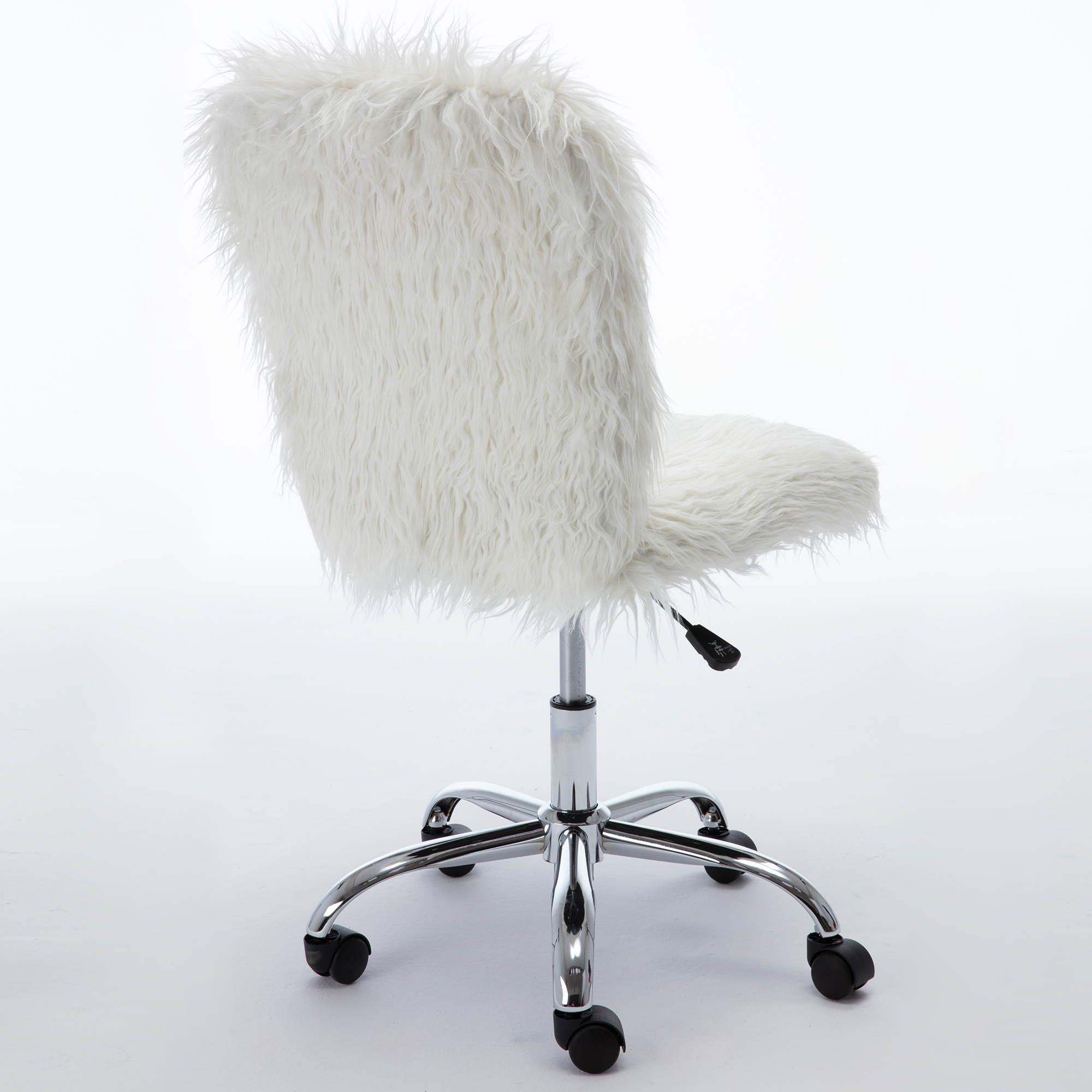 Faux Fur Flokati Armless Office Chair, White