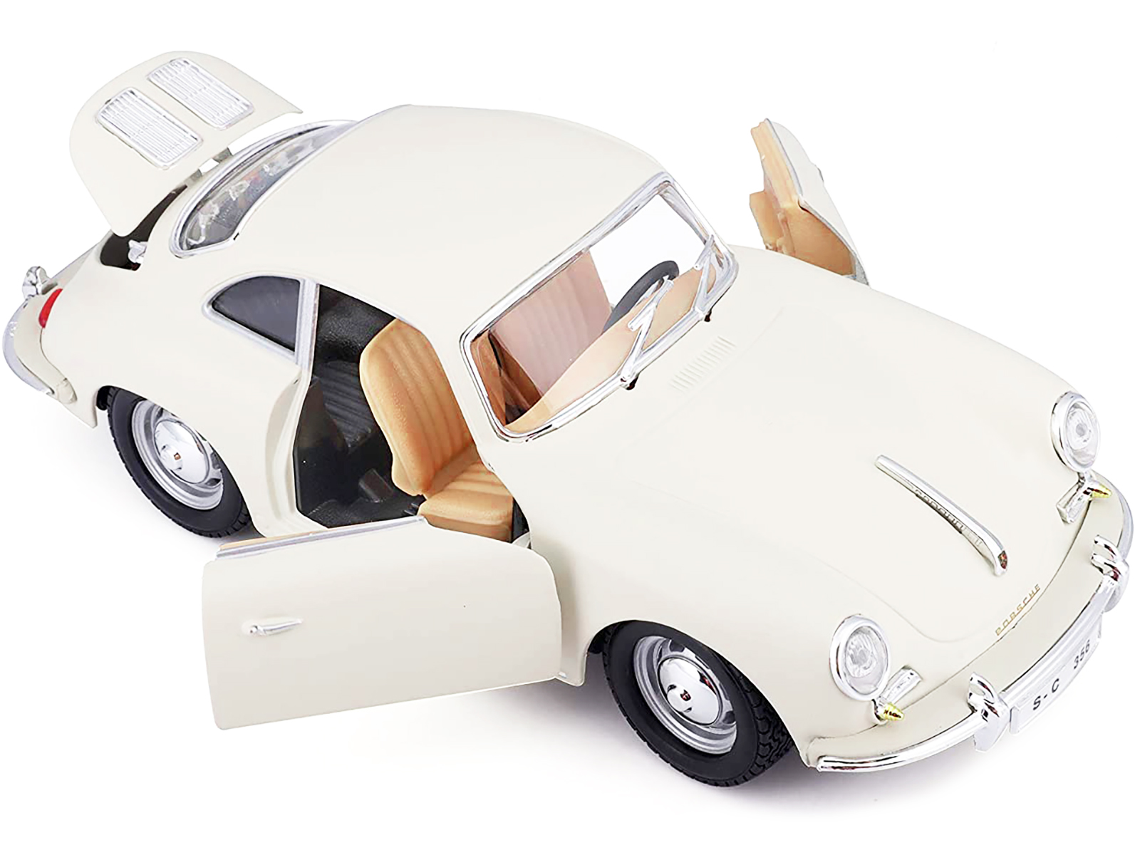 1961 Porsche 356 B Coupe Ivory White 1/24 Diecast Model Car by Bburago