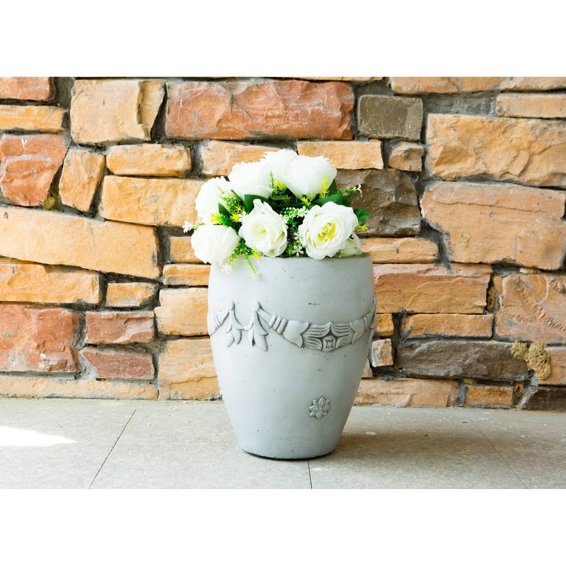 12.2" Kante Lightweight Classic Oval Flower Garland Planter Light Gray - Rosemead Home & Garden, Inc.